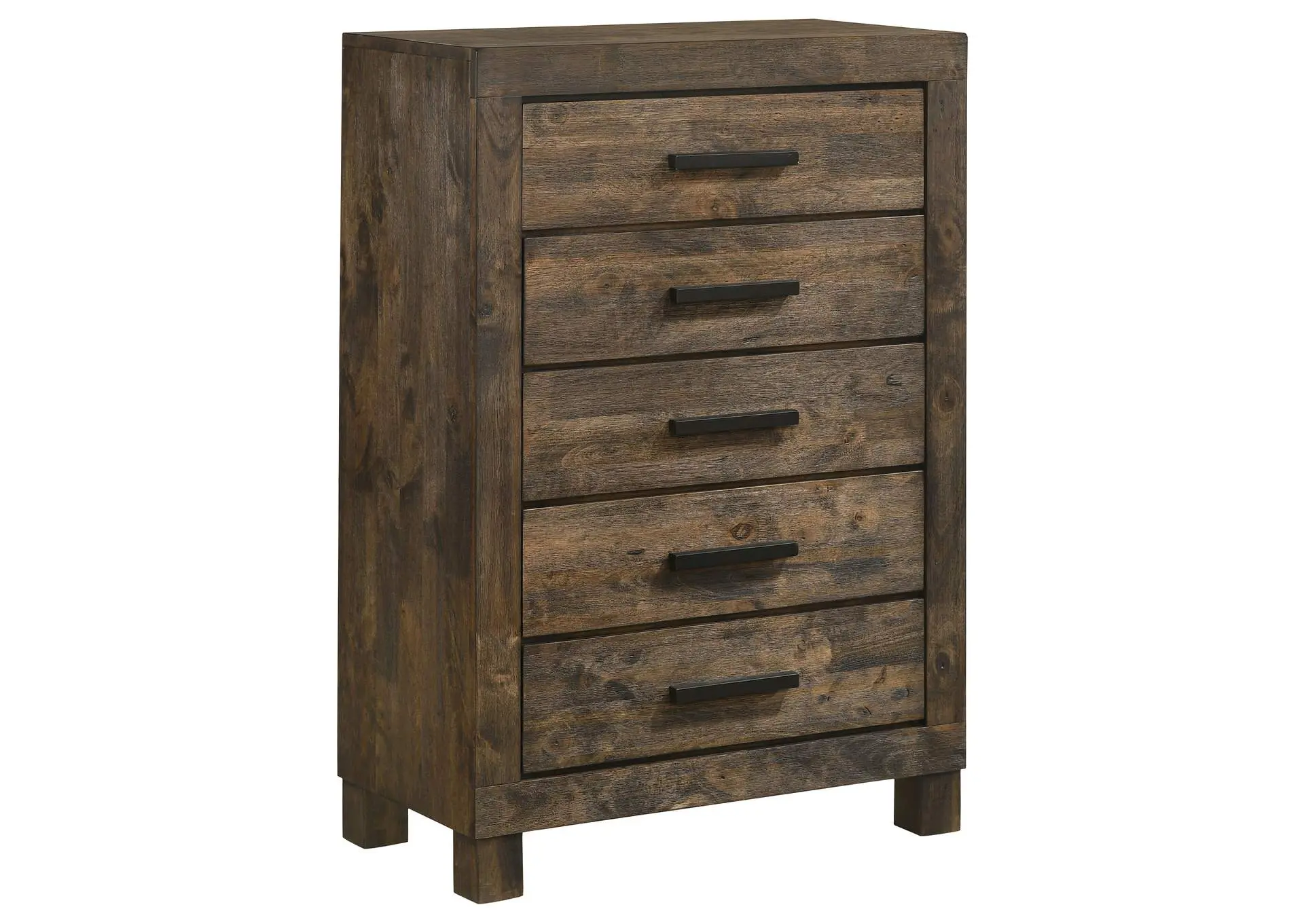 Woodmont 5-drawer Bedroom Chest Rustic Golden Brown