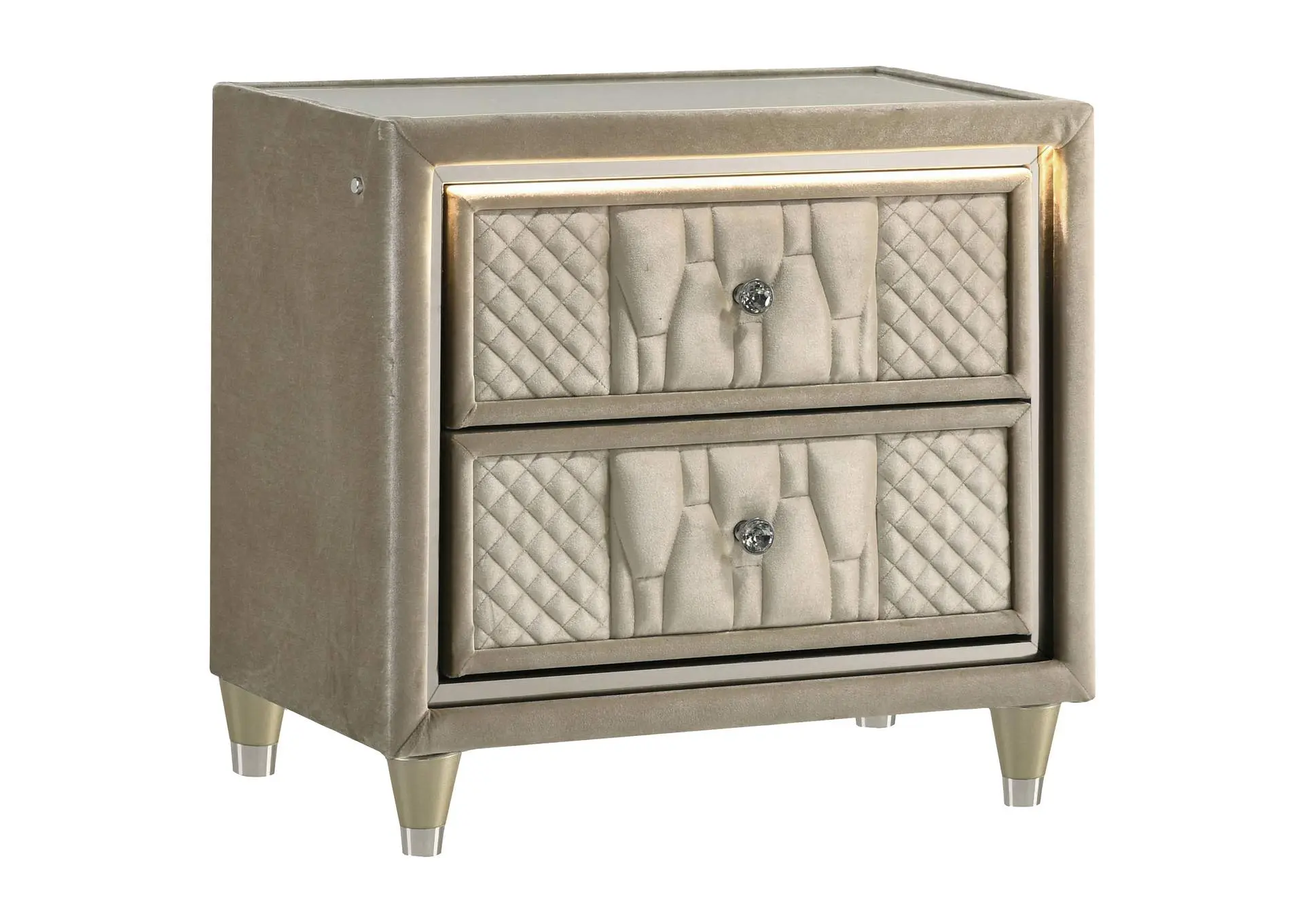 Lorient 2-drawer LED Nightstand with USB Ivory and Camel