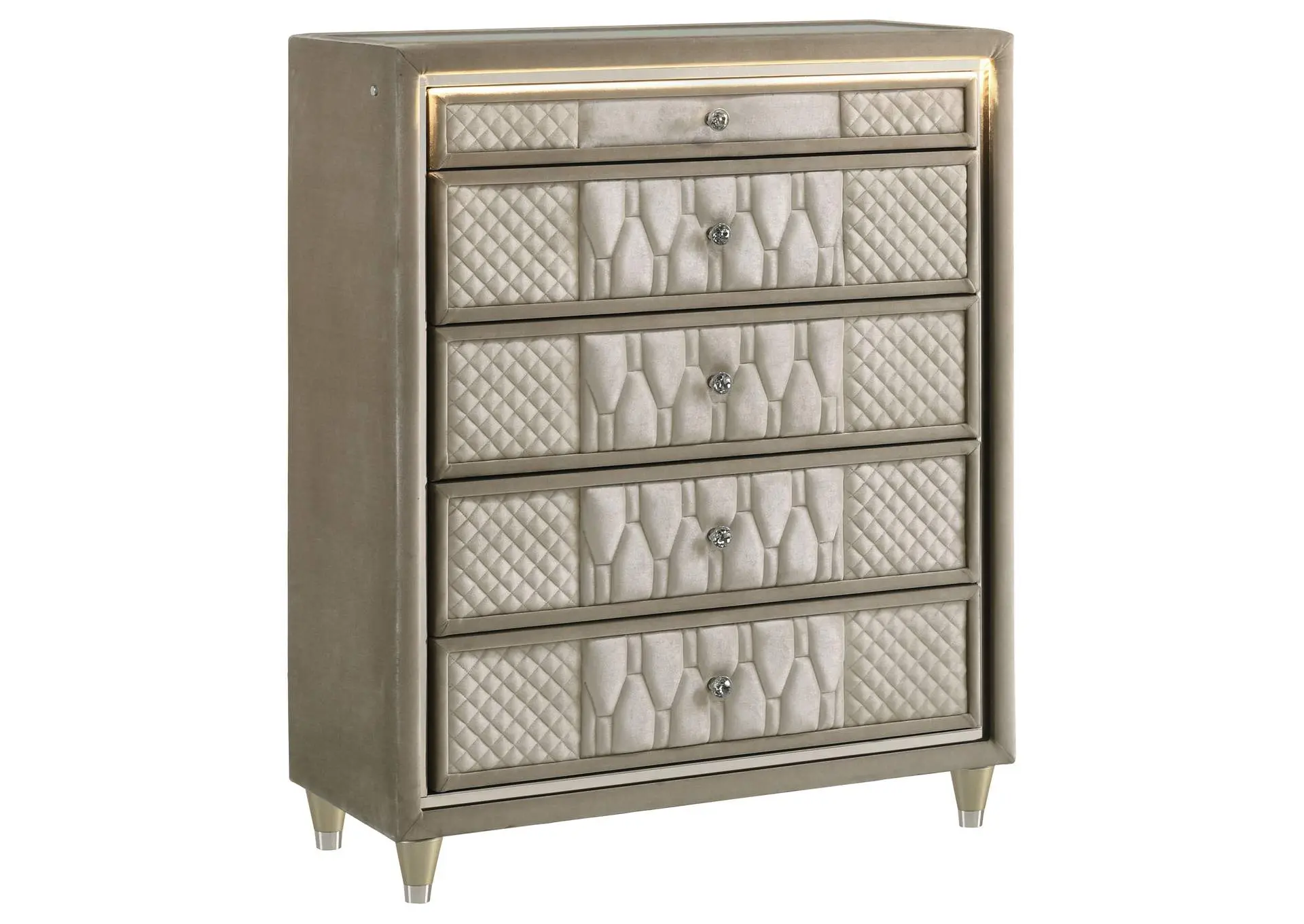 Lorient 5-drawer LED Chest of Drawers Ivory and Camel