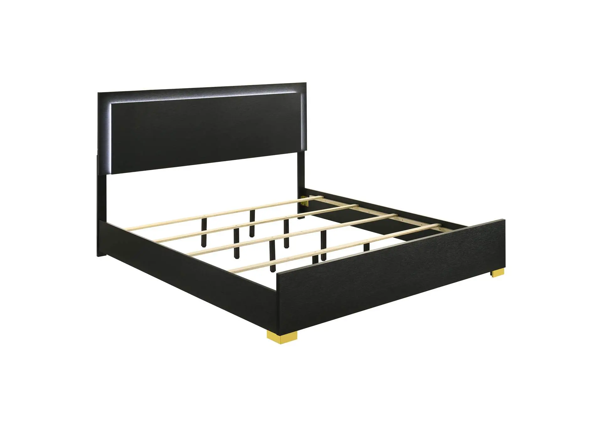 Marceline Wood Eastern King LED Panel Bed Black