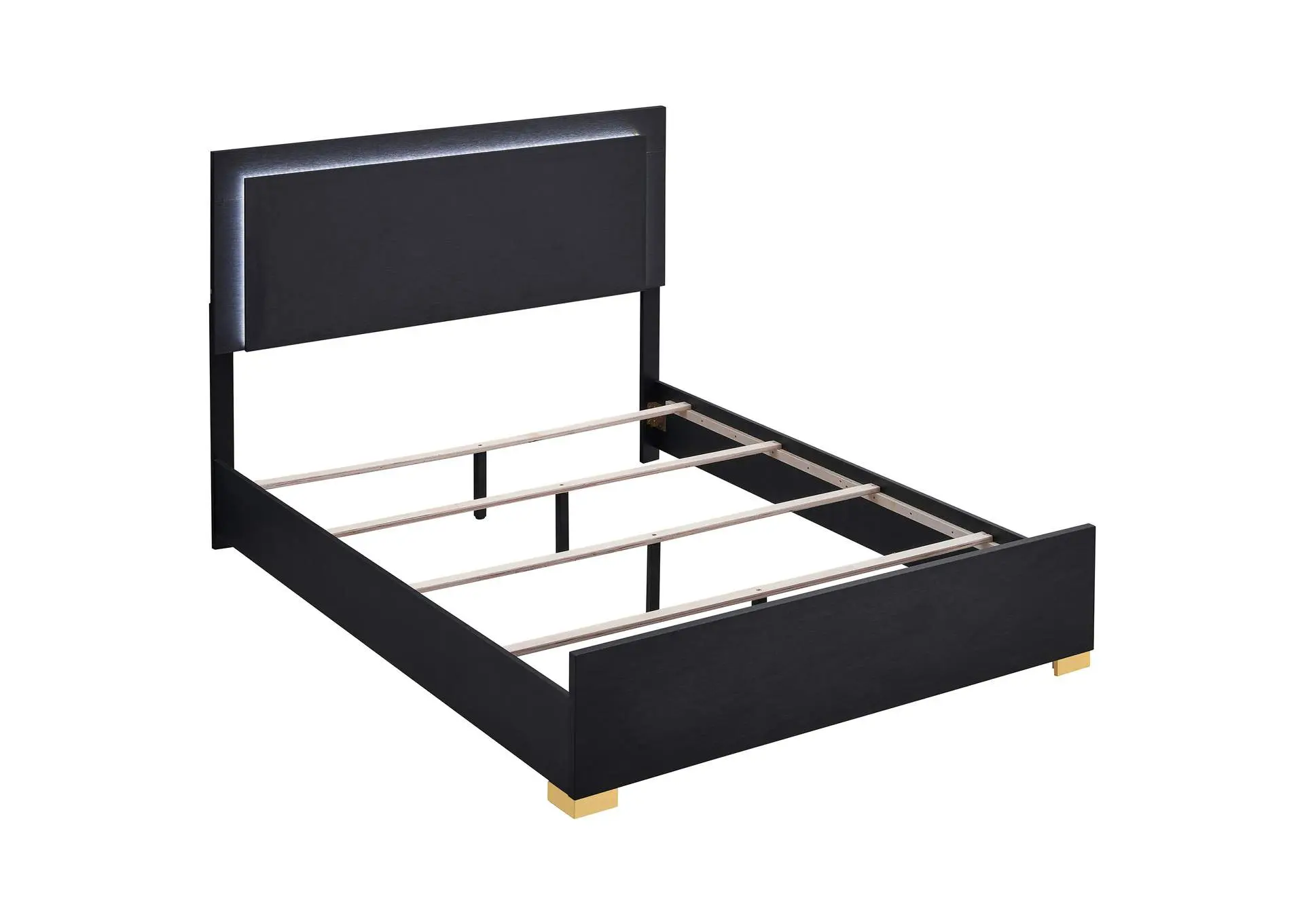 Marceline Wood Queen LED Panel Bed Black