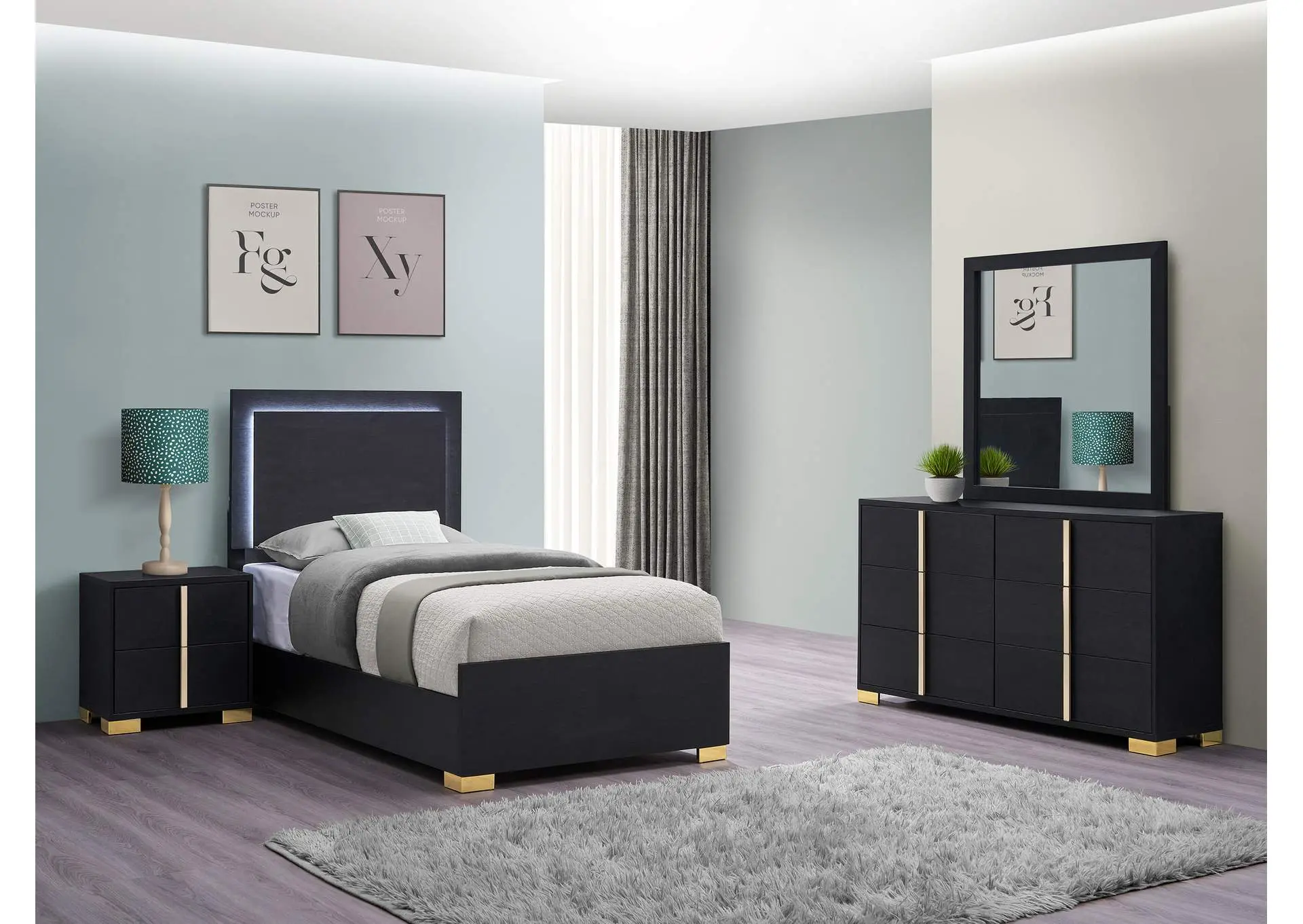 Marceline 4-piece Twin Bedroom Set Black