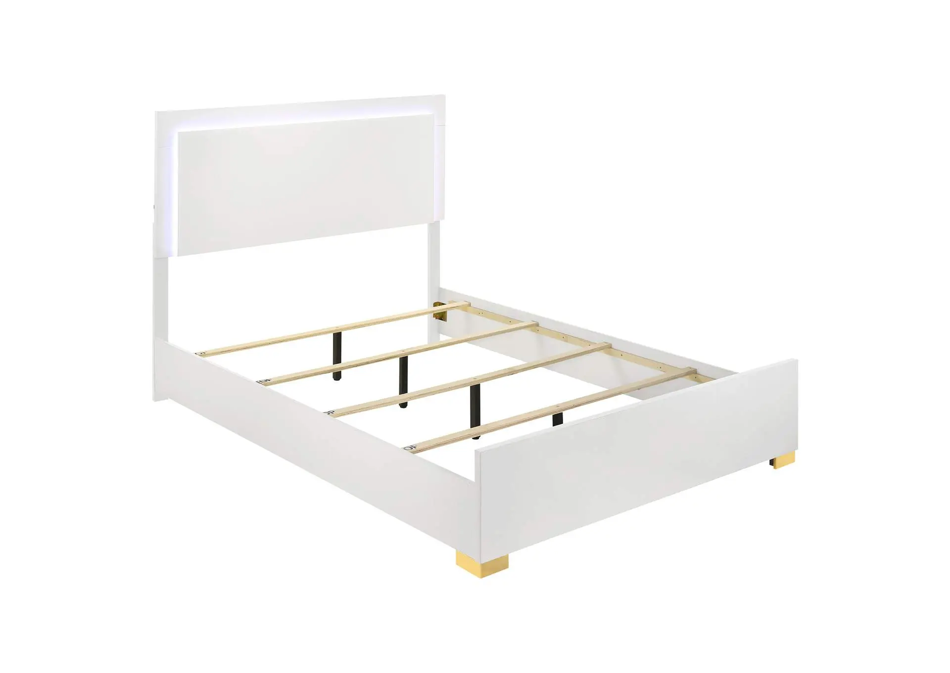 Marceline Wood Queen LED Panel Bed White