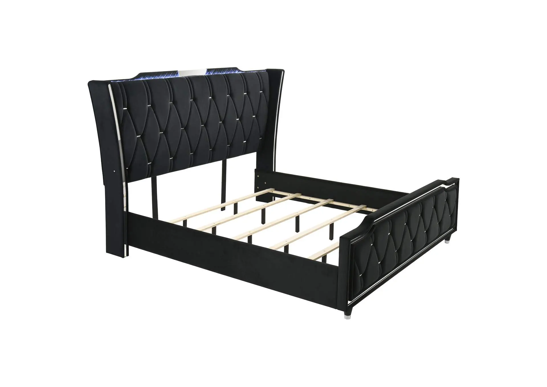 Lorient California King LED Upholstered Bed Black