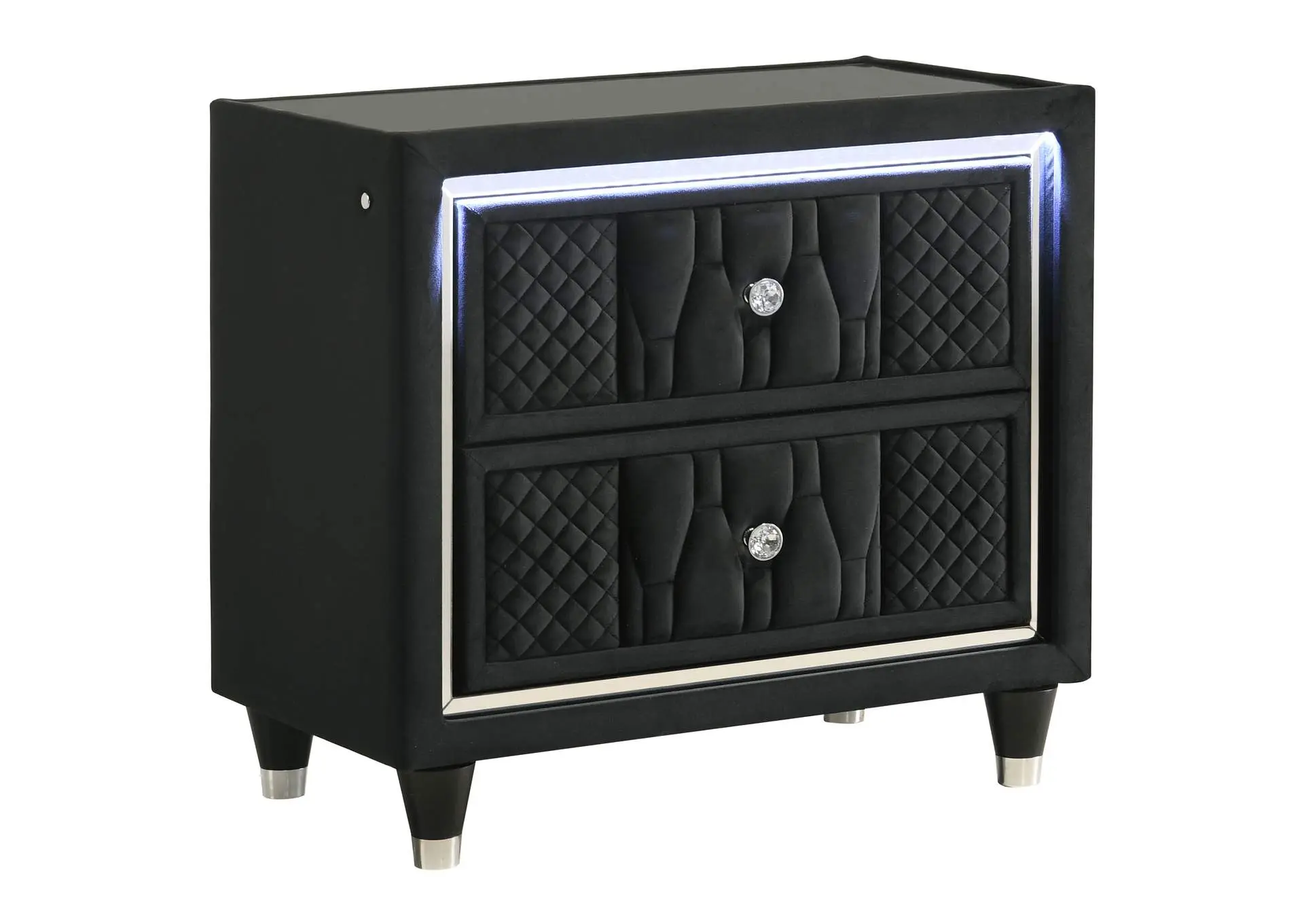 Lorient 2-drawer LED Nightstand with USB Black