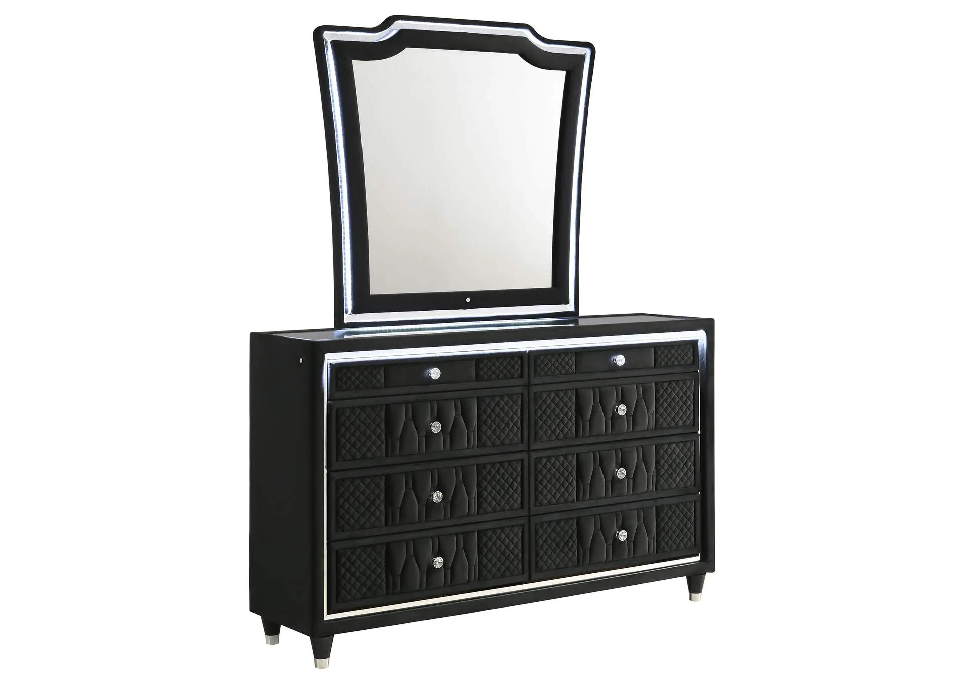 Lorient 8-drawer LED Dresser with Mirror Black