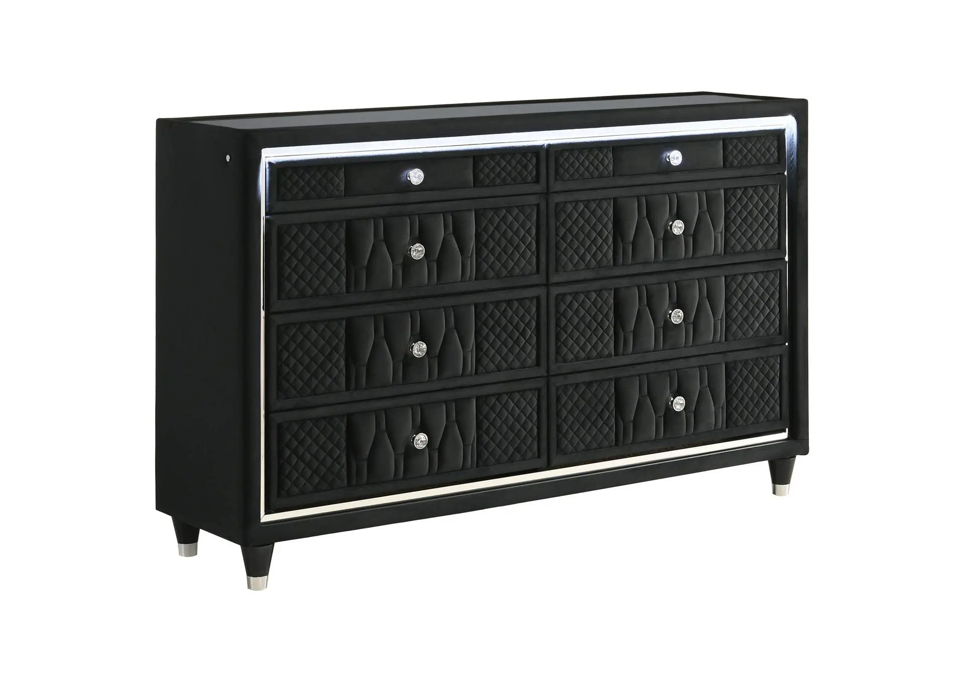 Lorient 8-drawer LED Bedroom Dresser Cabinet Black