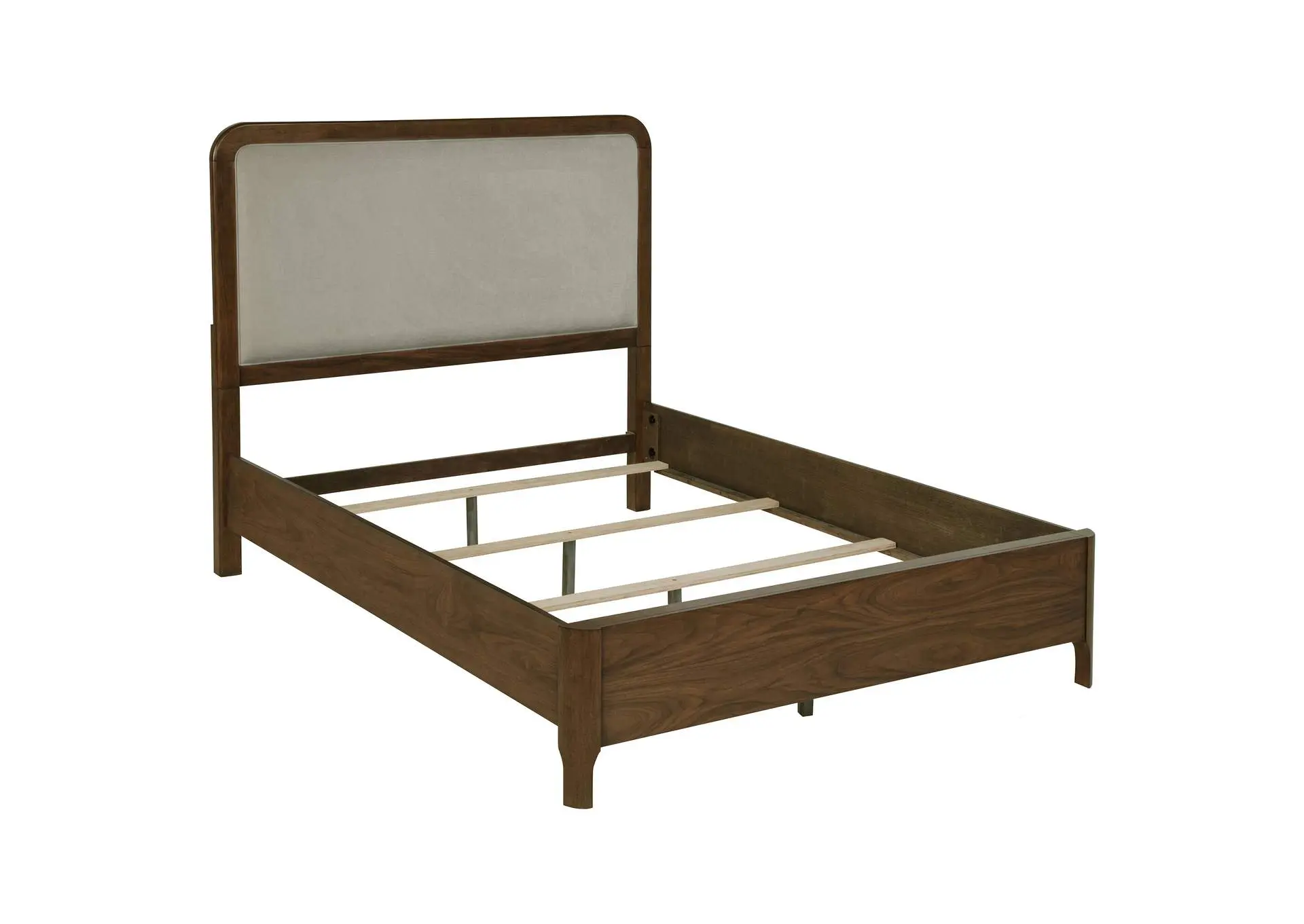 Maderia 57-inch Upholstered Queen Panel Bed Walnut