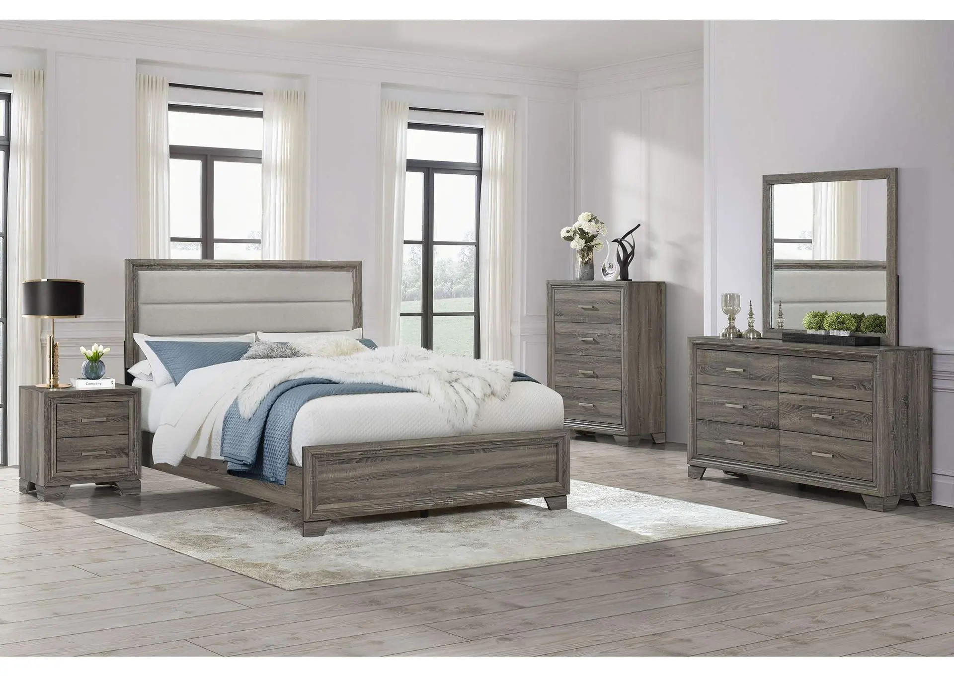 Wright 5-piece Eastern King Bedroom Set Brown Oak