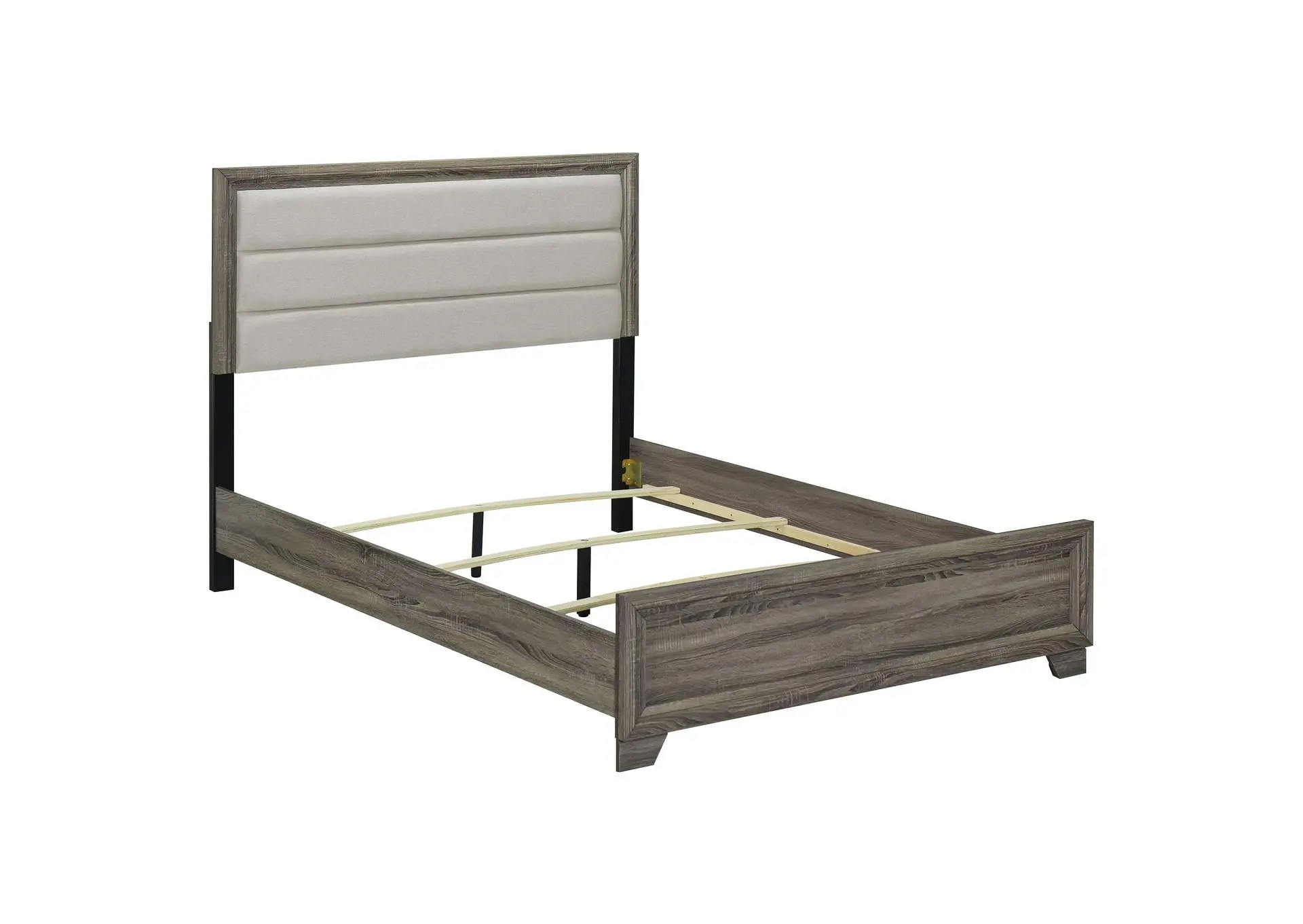 Wright 52-inch Upholstered Eastern King Bed Brown Oak