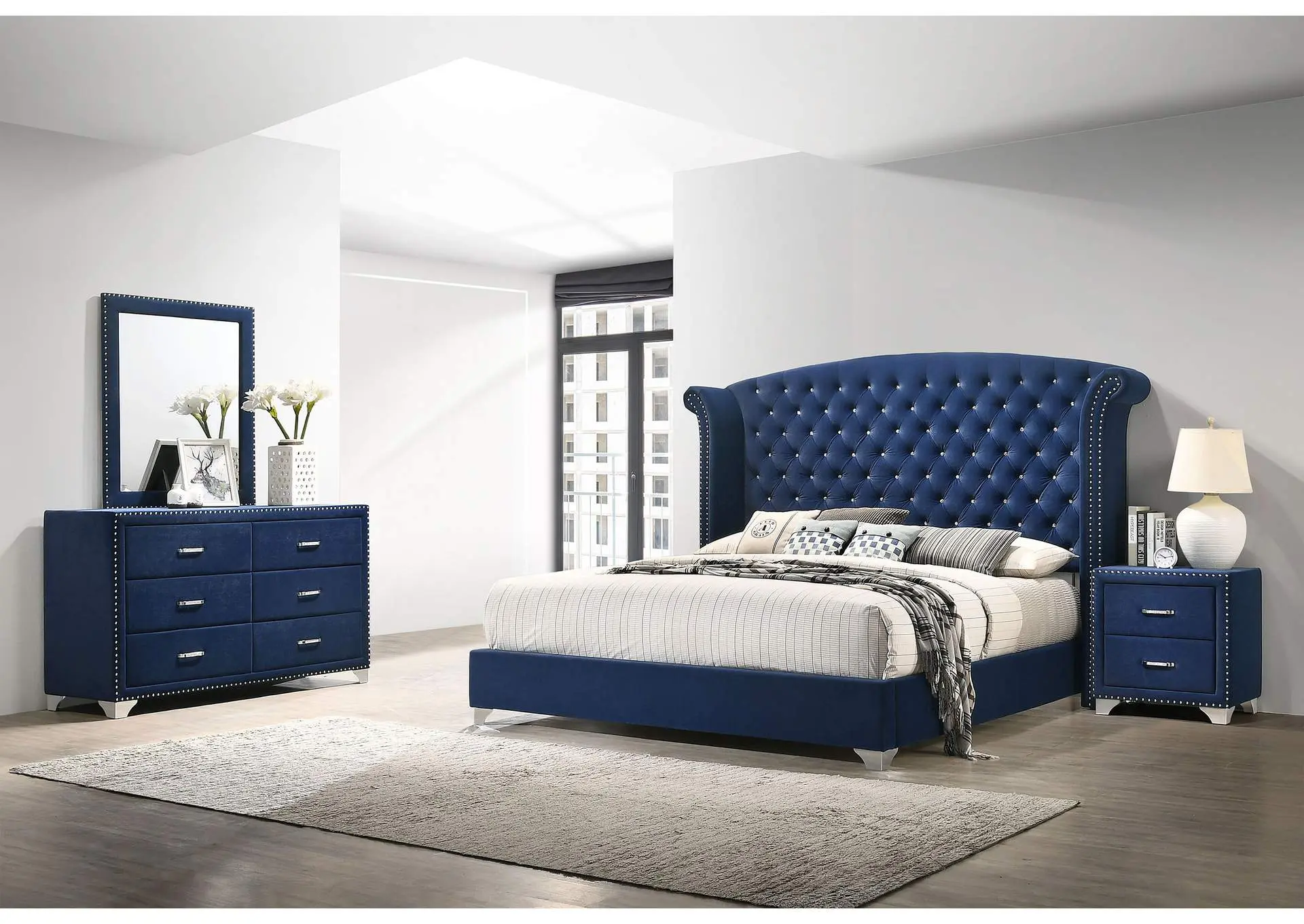 Melody 4-piece Queen Bedroom Set Pacific Blue