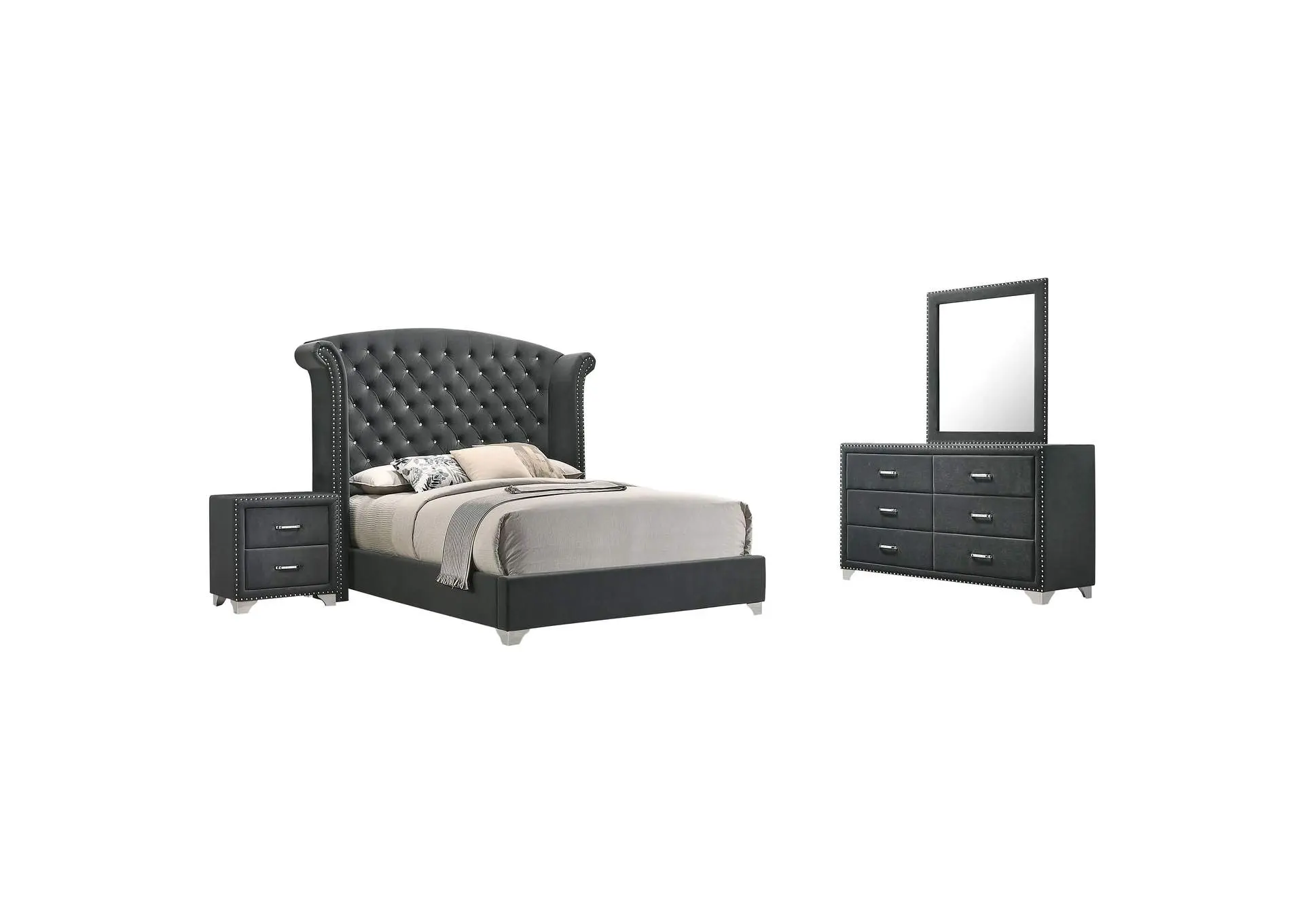 Melody 4-piece California King Bedroom Set Grey