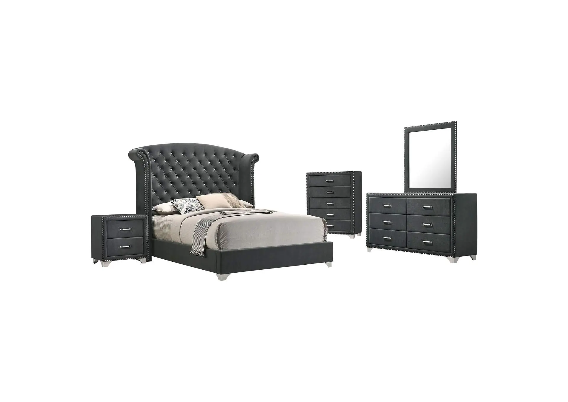 Melody 5-piece Queen Bedroom Set Grey