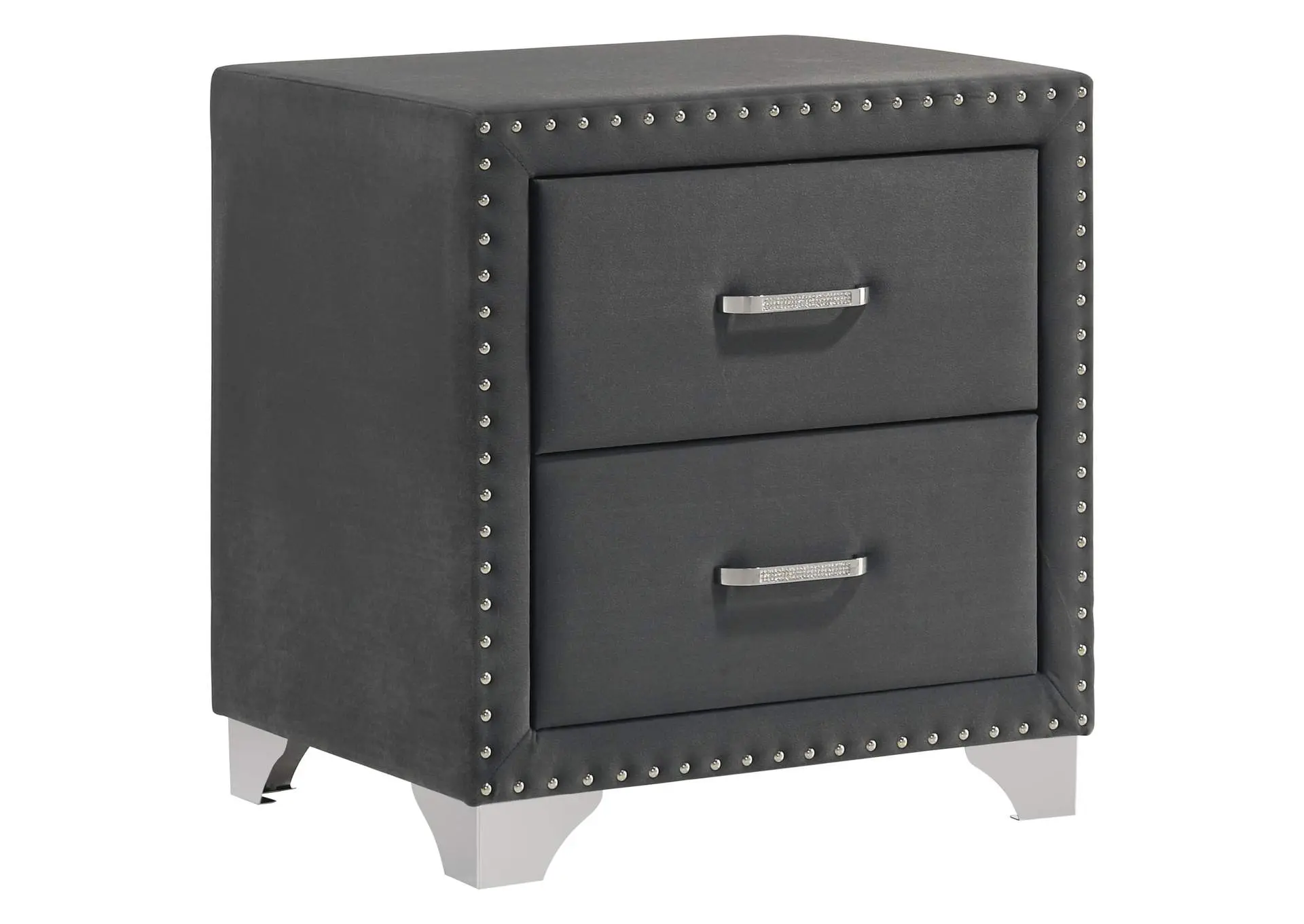 Melody Upholstered 2-drawer Nightstand Grey