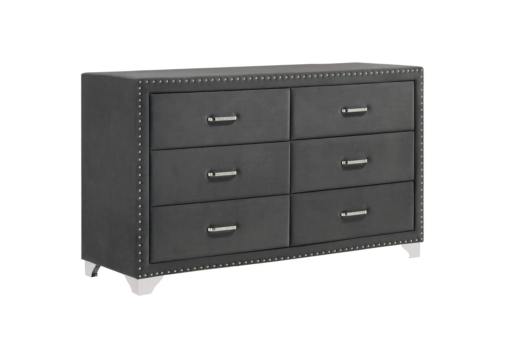 Melody 6-drawer Upholstered Dresser Grey