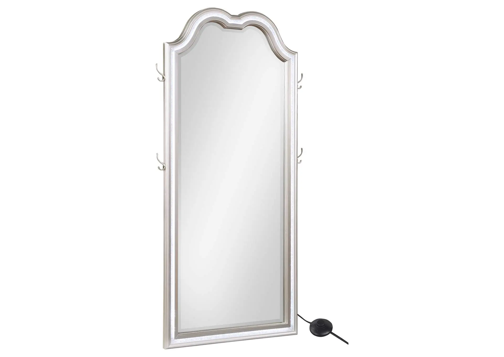 Evangeline Full Length LED Light Floor Mirror Silver Oak