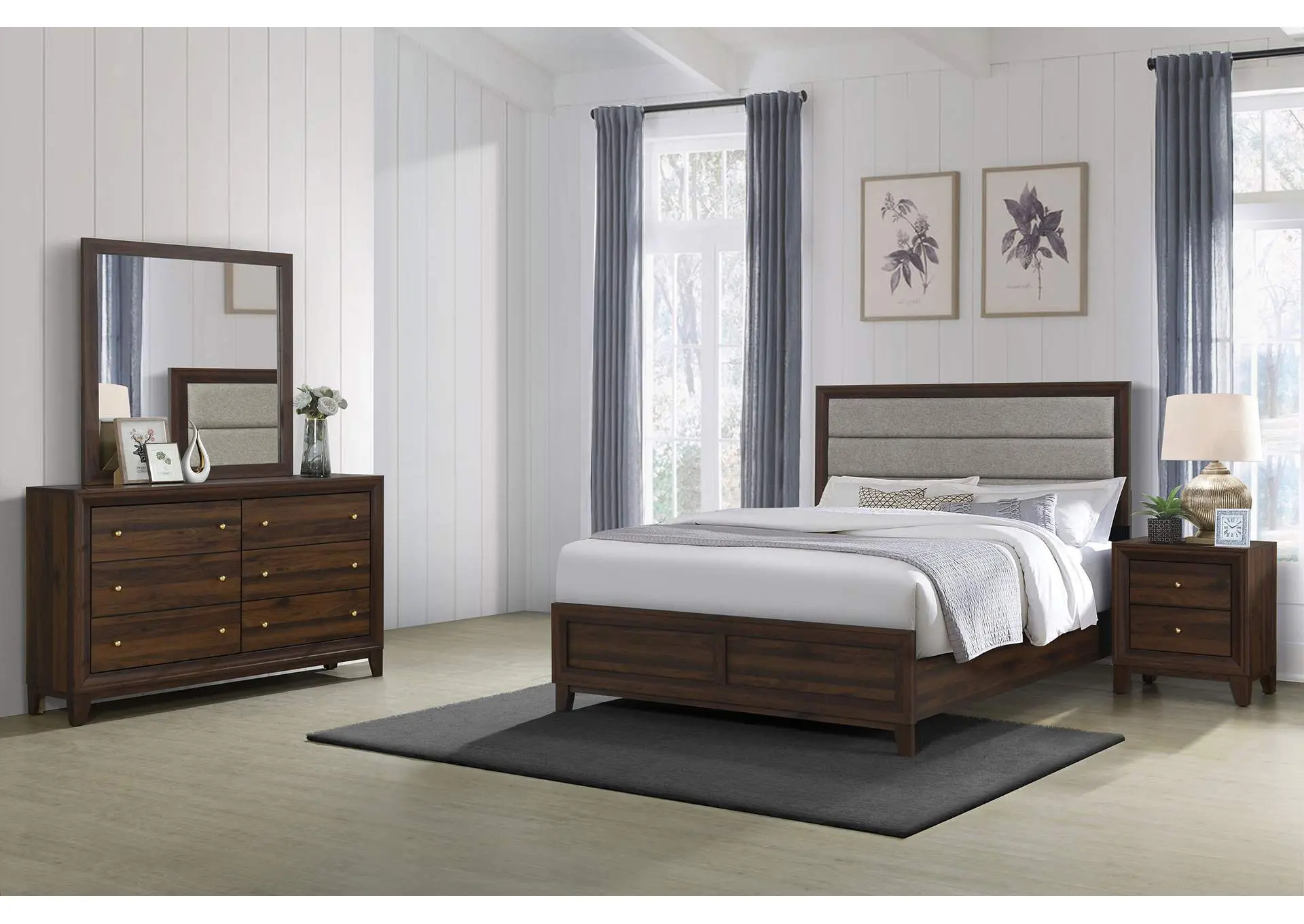Welsley 4-piece Eastern King Bedroom Set Walnut
