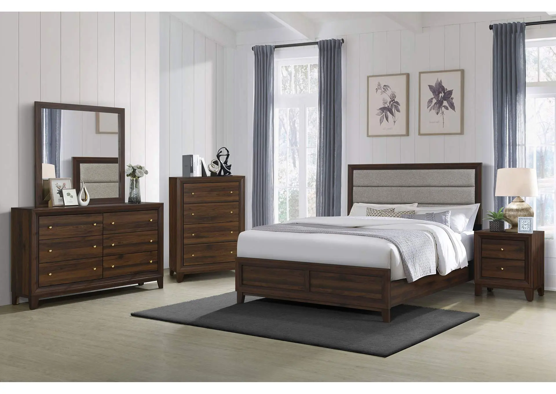 Welsley 5-piece California King Bedroom Set Walnut
