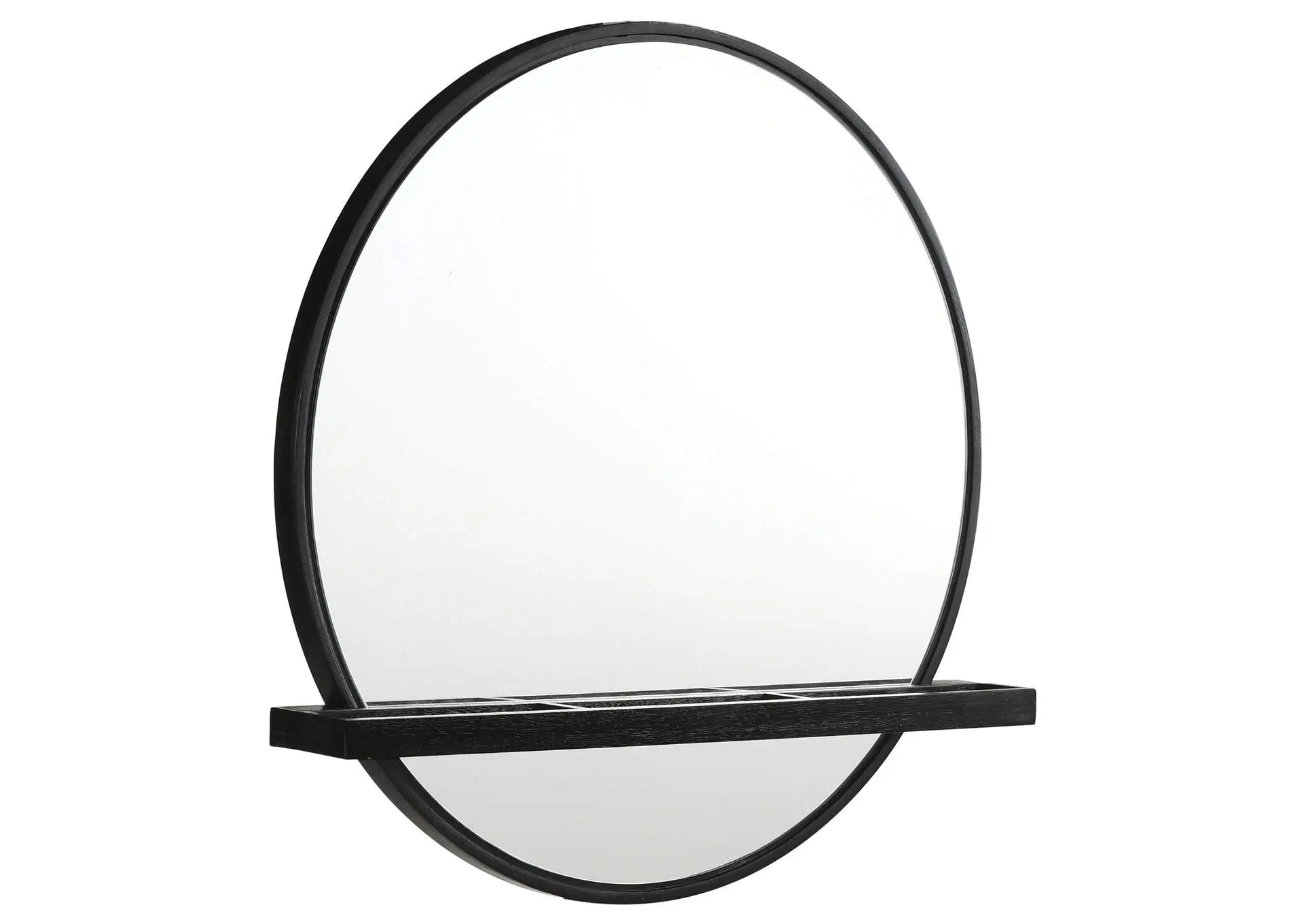 Arini Round Vanity Wall Mirror with Shelf Black