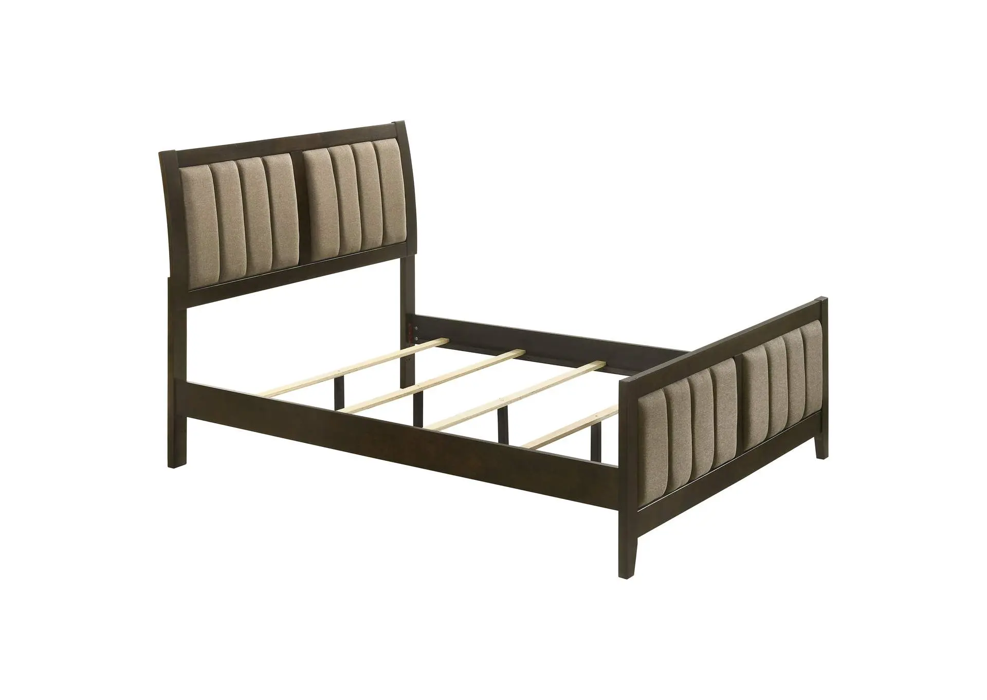 Wilkes Full Vertical-Channel Upholstered Panel Bed Dark Cocoa