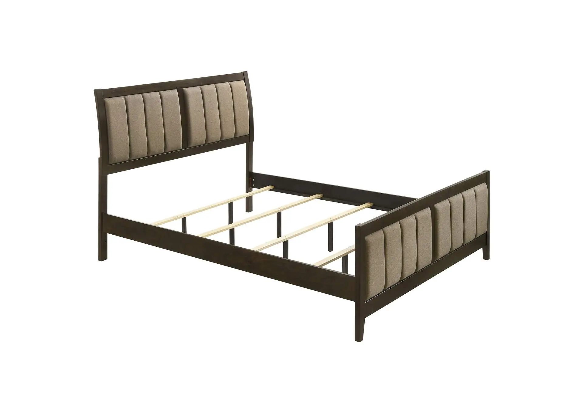 Wilkes California King Vertical-Channel Upholstered Panel Bed Dark Cocoa