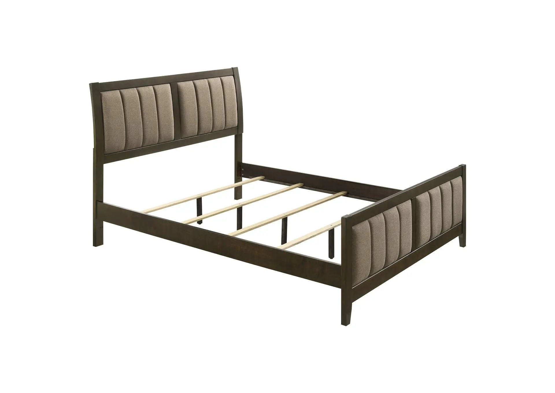 Wilkes Queen Vertical-Channel Upholstered Panel Bed Dark Cocoa
