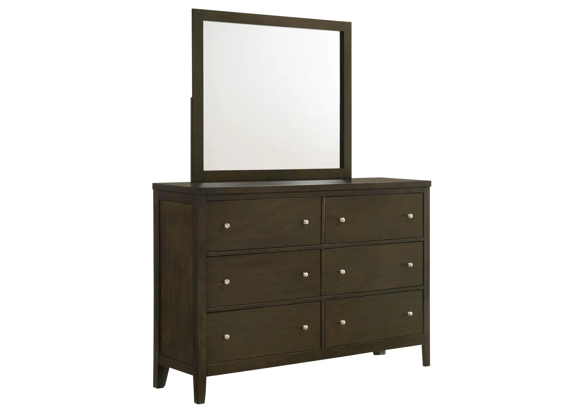 Wilkes 2-Piece Transitional 6-Drawer Dresser with Mirror Dark Cocoa