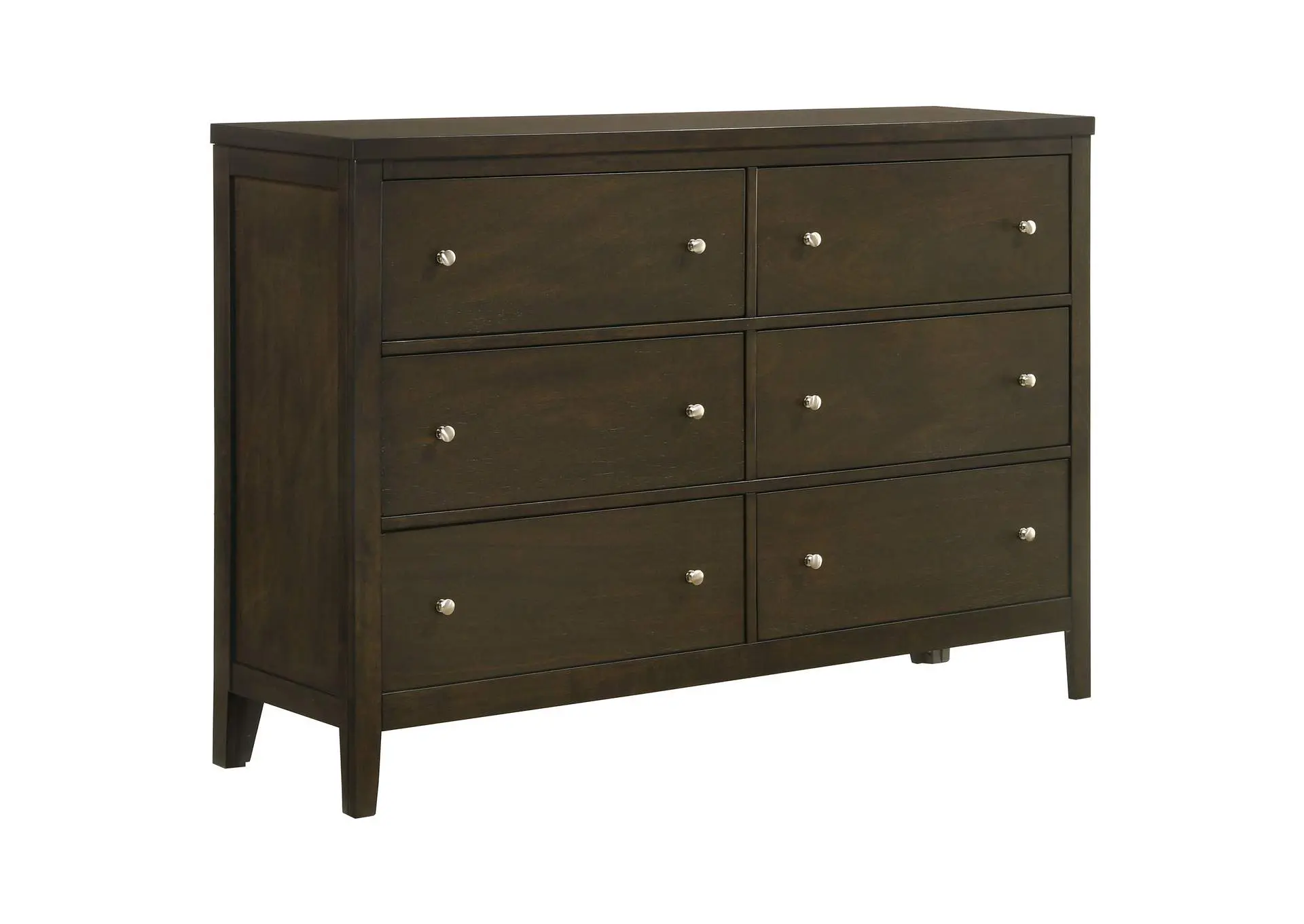 Wilkes Transitional 6-Drawer Dresser with Metal Knobs Dark Cocoa