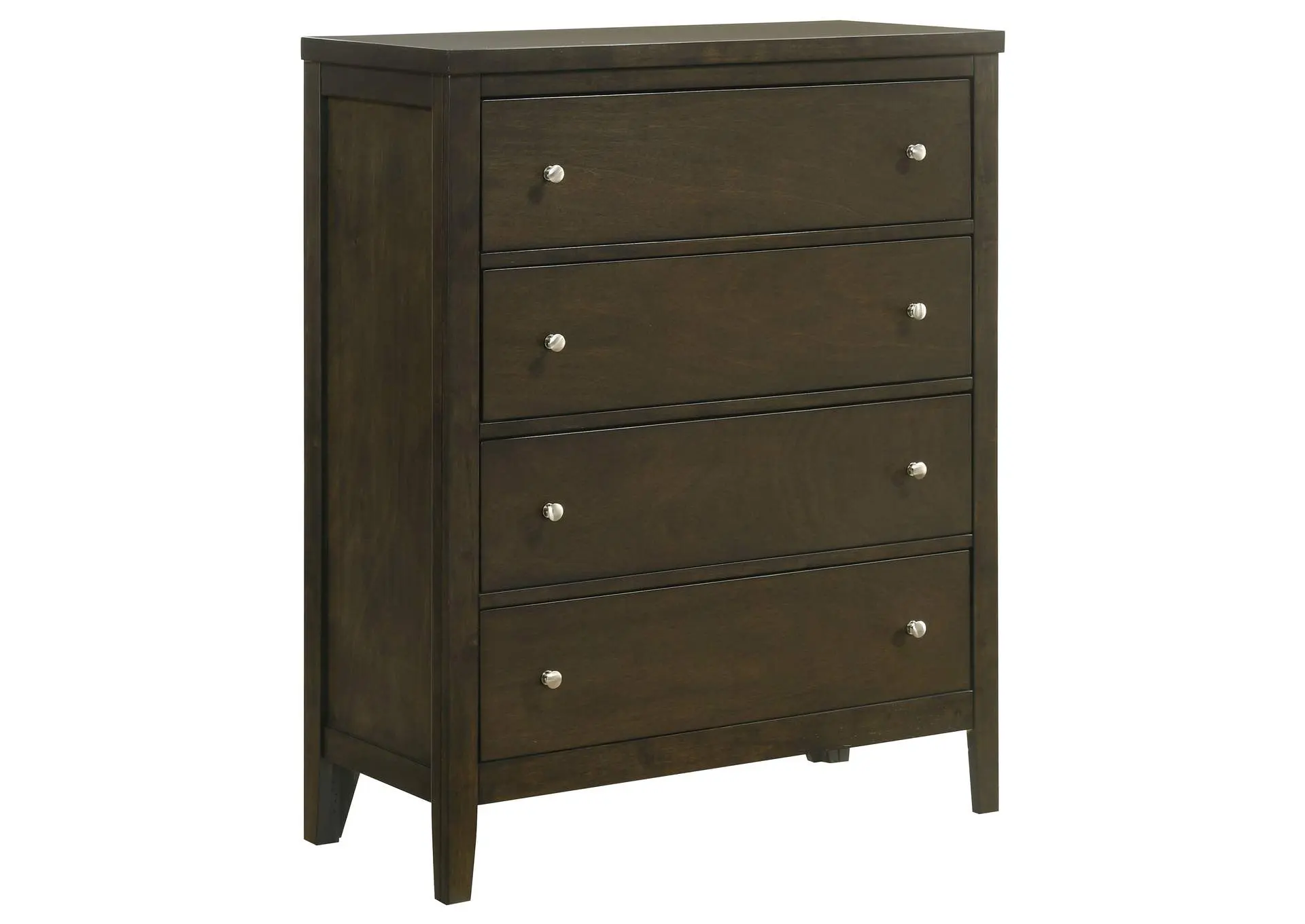Wilkes Transitional 4-Drawer Chest with Metal Knobs Dark Cocoa