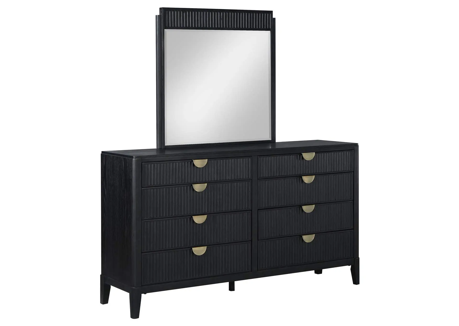 Brookmead 8-drawer Dresser with Mirror Black