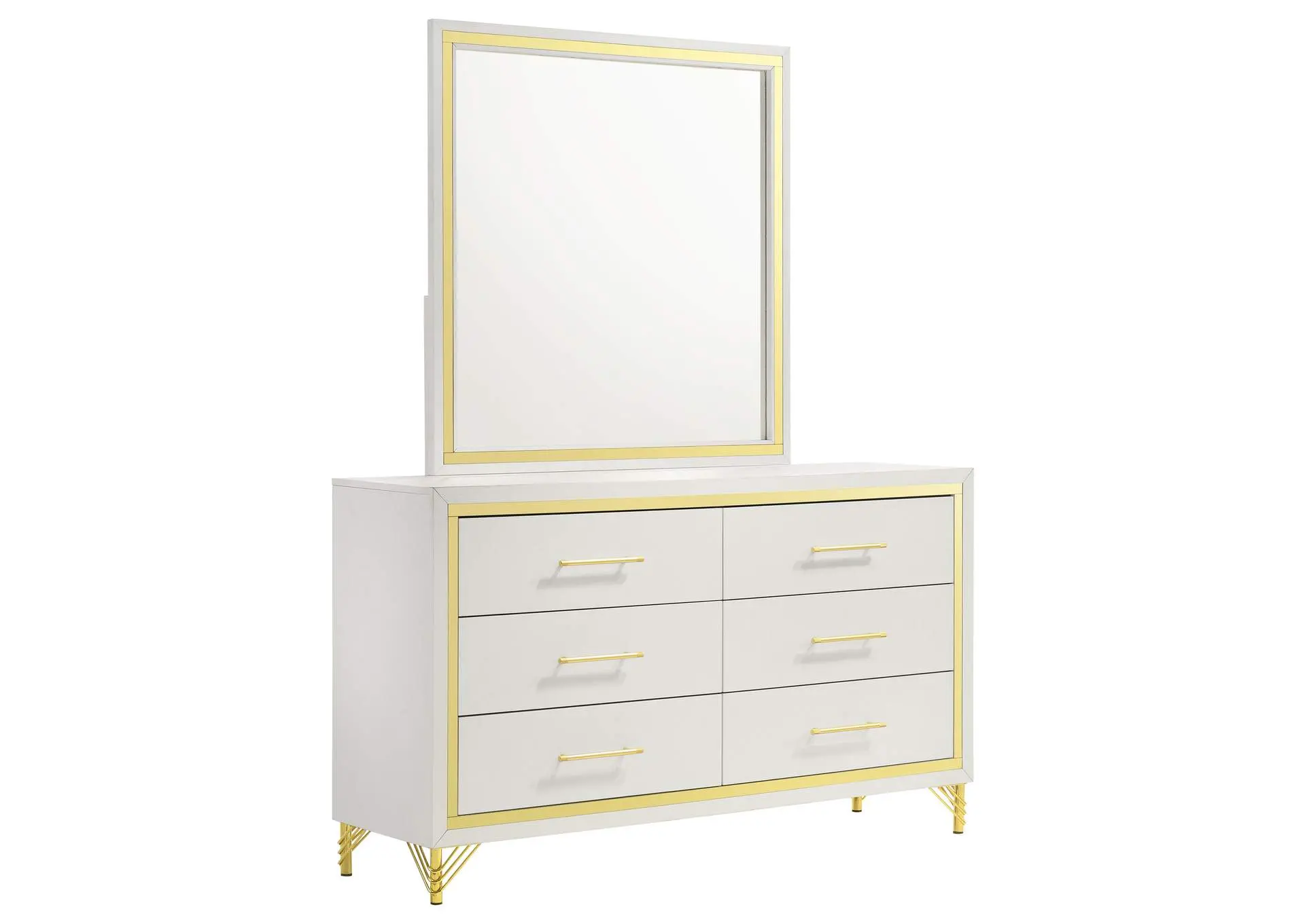 Lucia 6-drawer Dresser with Mirror White