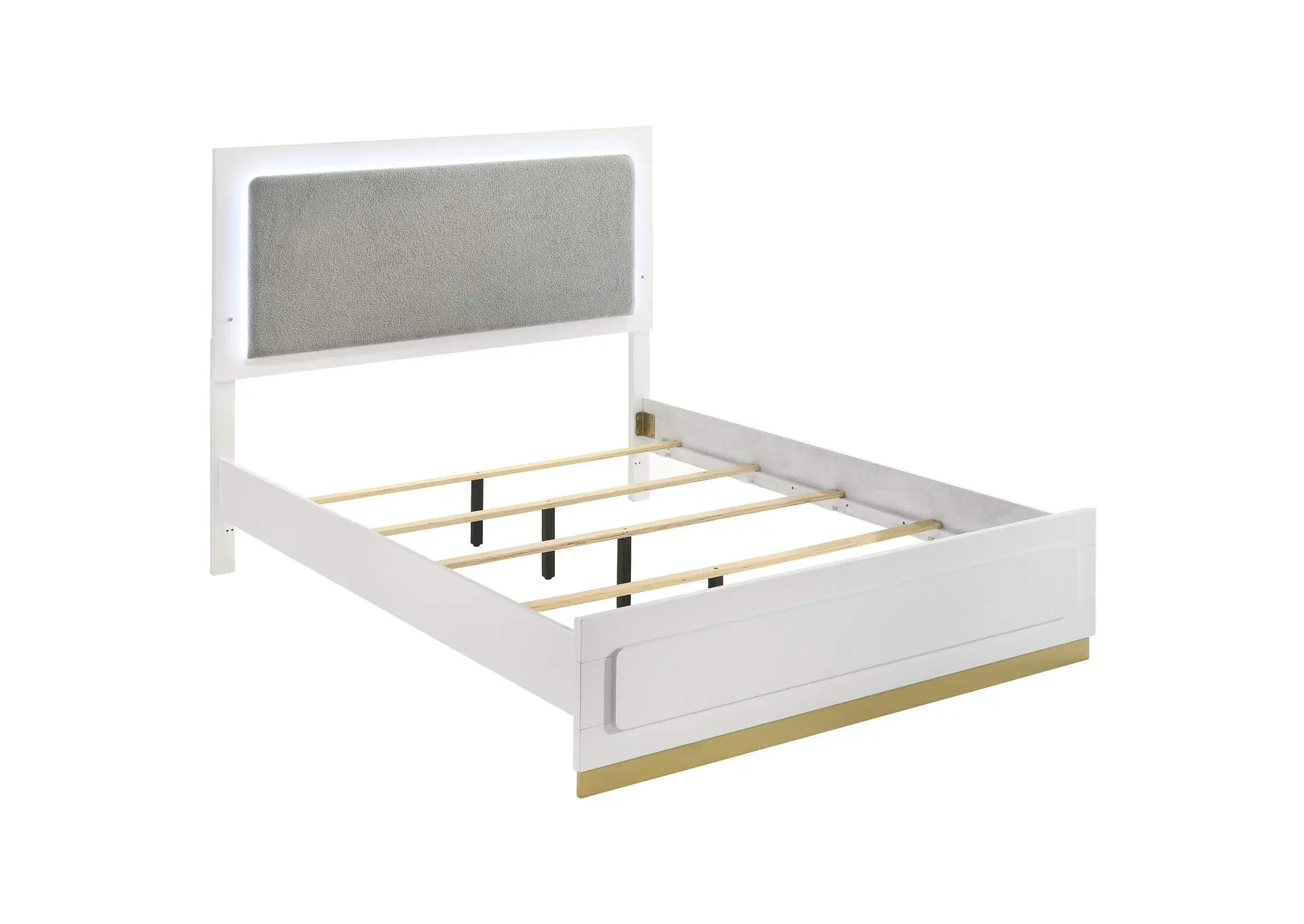 Caraway Wood Eastern King LED Panel Bed White