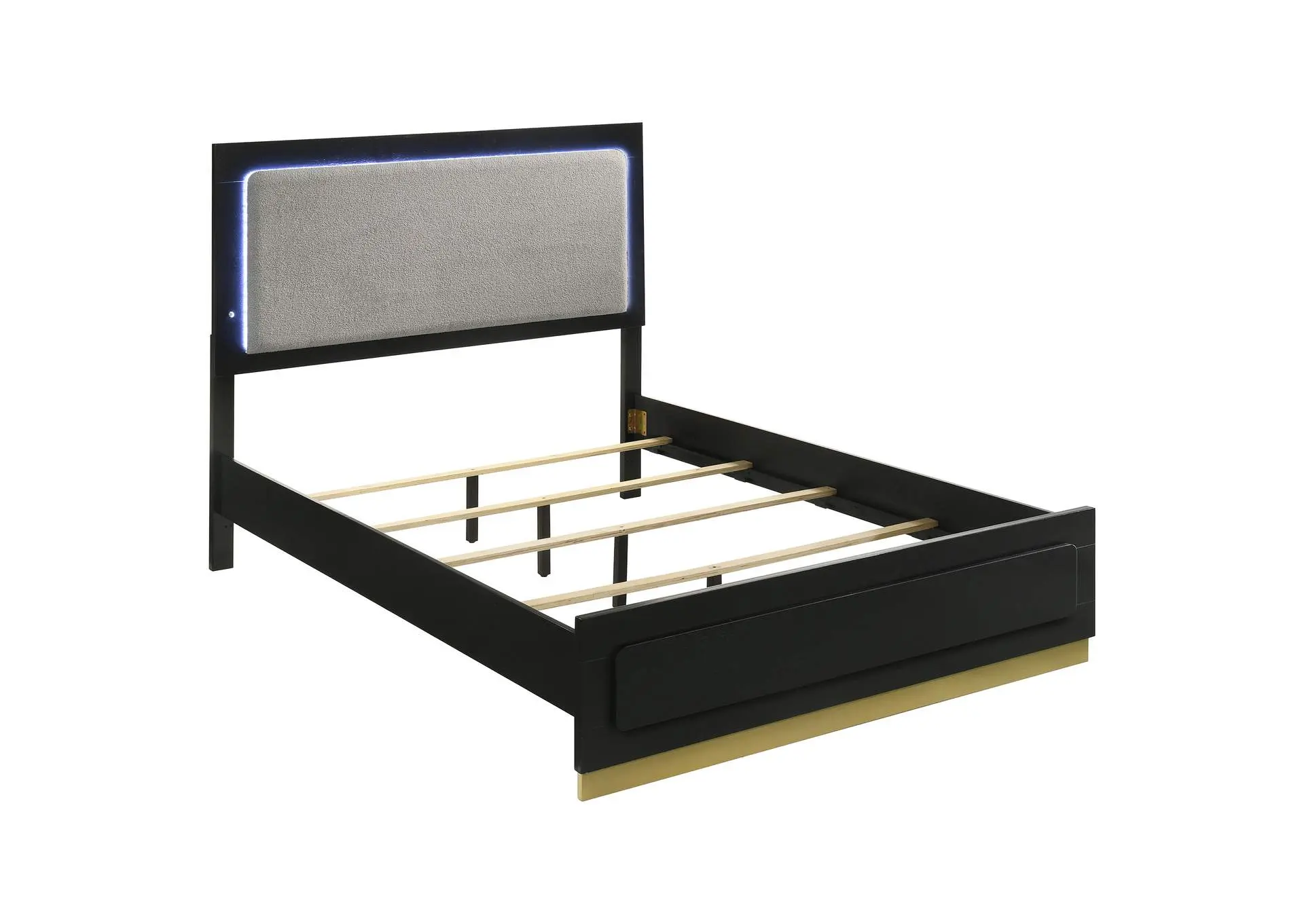 Caraway Wood California King LED Panel Bed Black