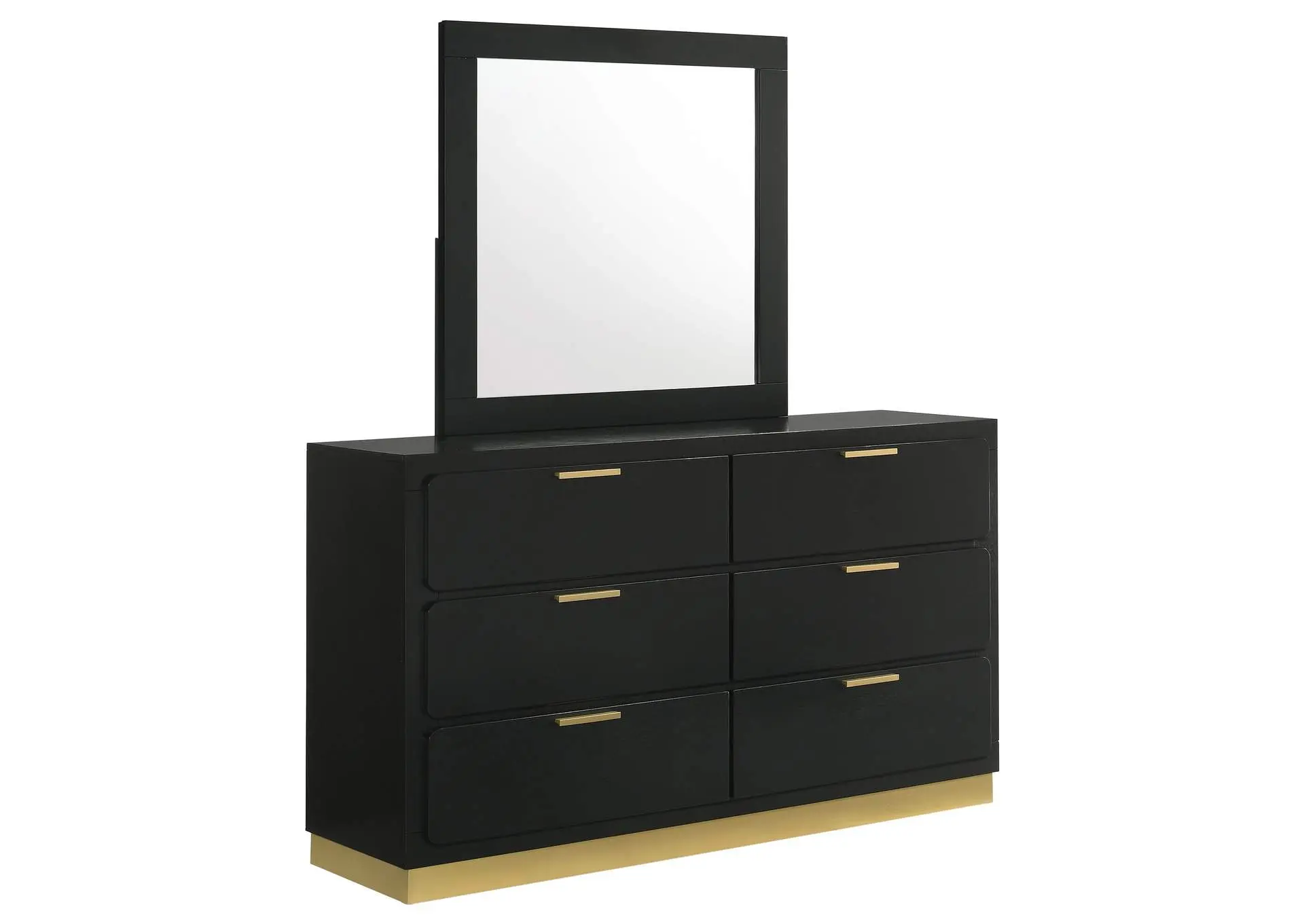 Caraway 6-drawer Dresser with Mirror Black