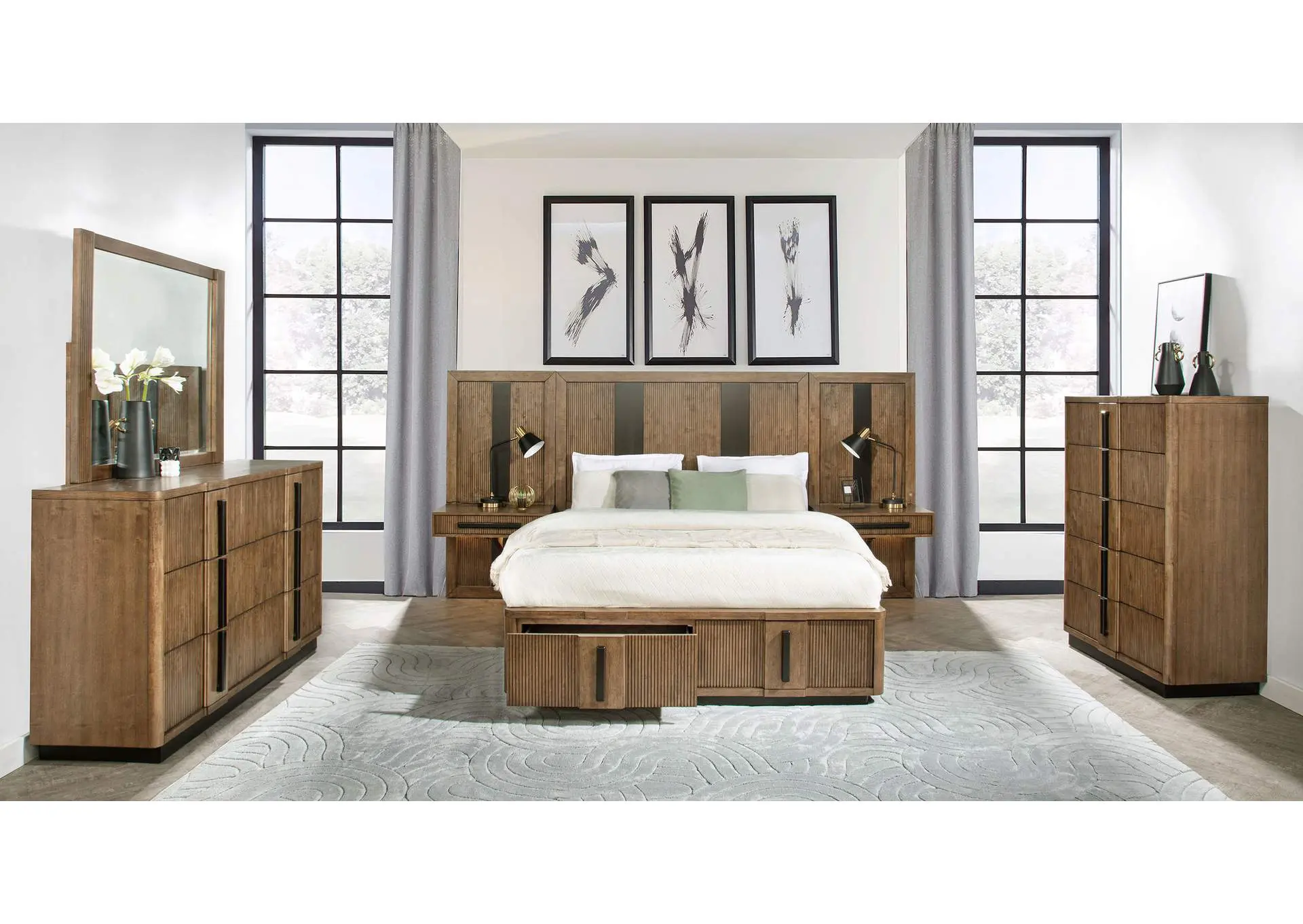 Terrace 6-piece Eastern King Panel Bedroom Set Ash Brown