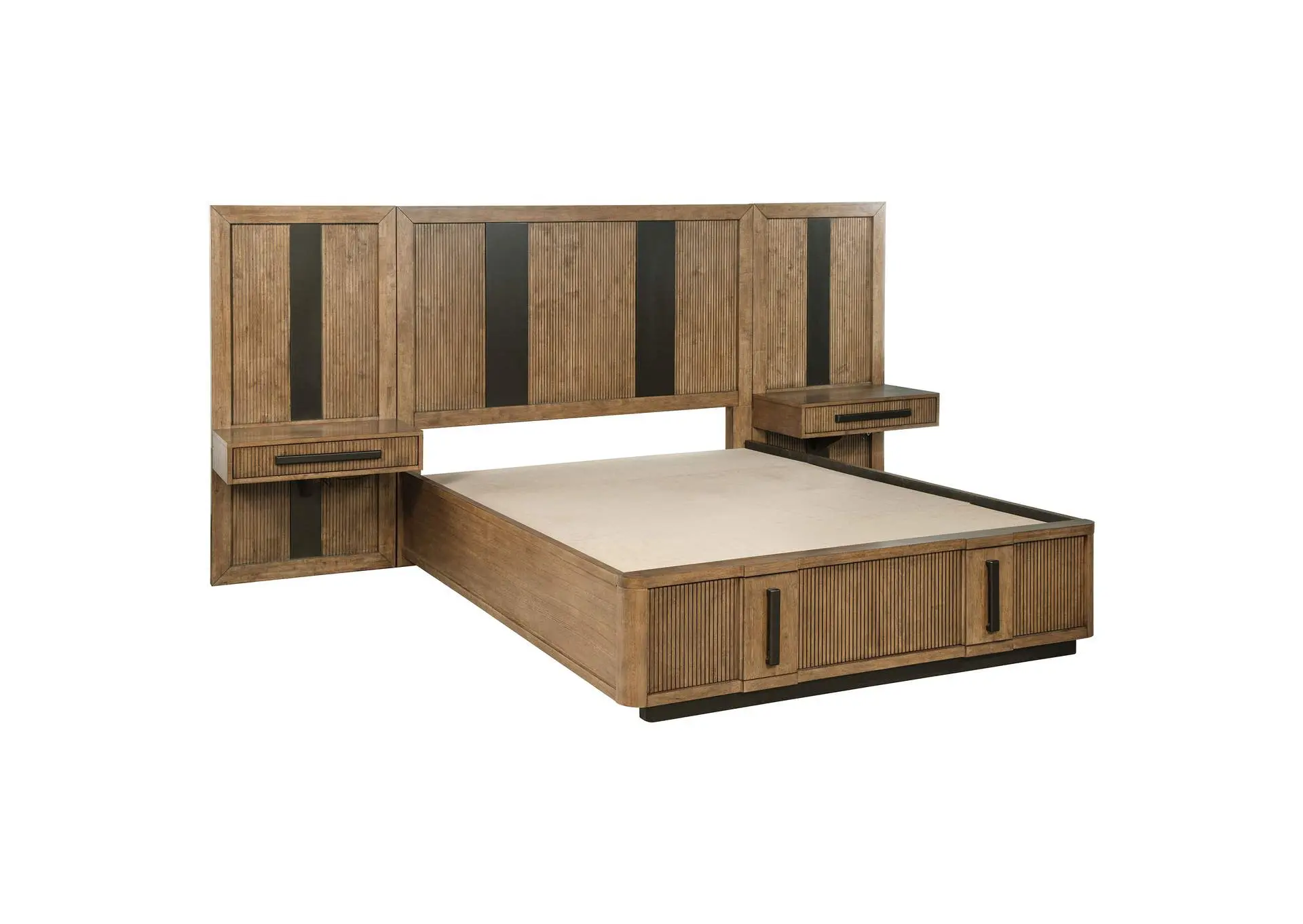 Terrace California King Wall Panel Storage Bed Ash Brown