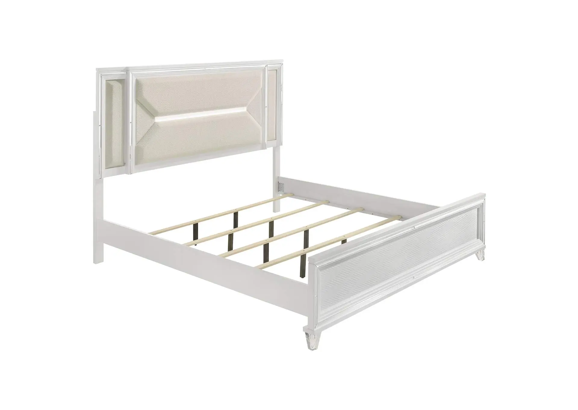 Marmore 64-inch Queen Panel Bed LED Headboard White