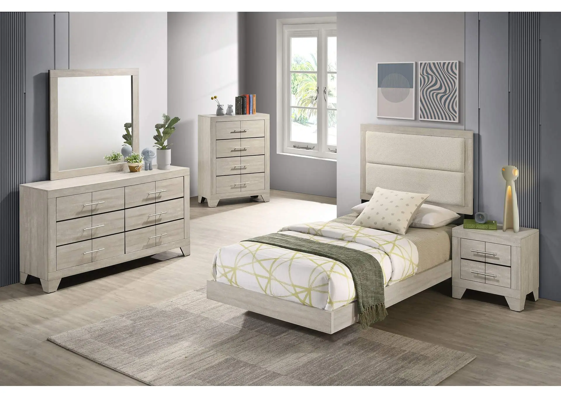 Trenton 5-piece Twin Bedroom Set Rustic Cream