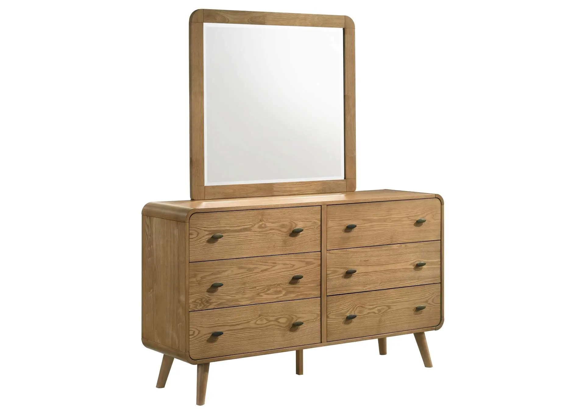 Robyn 6-drawer Bedroom Dresser and Mirror Light Ash