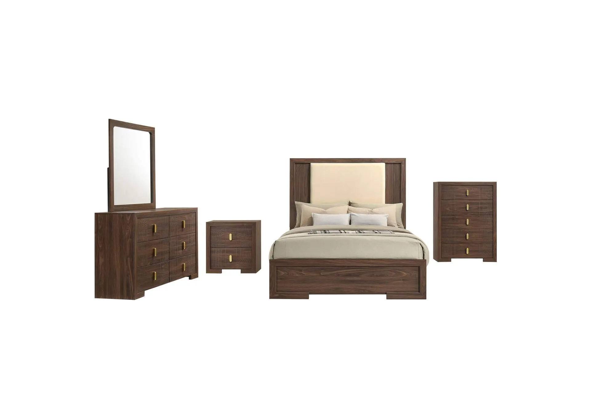 Etienne 5-piece Full Bedroom Set Walnut