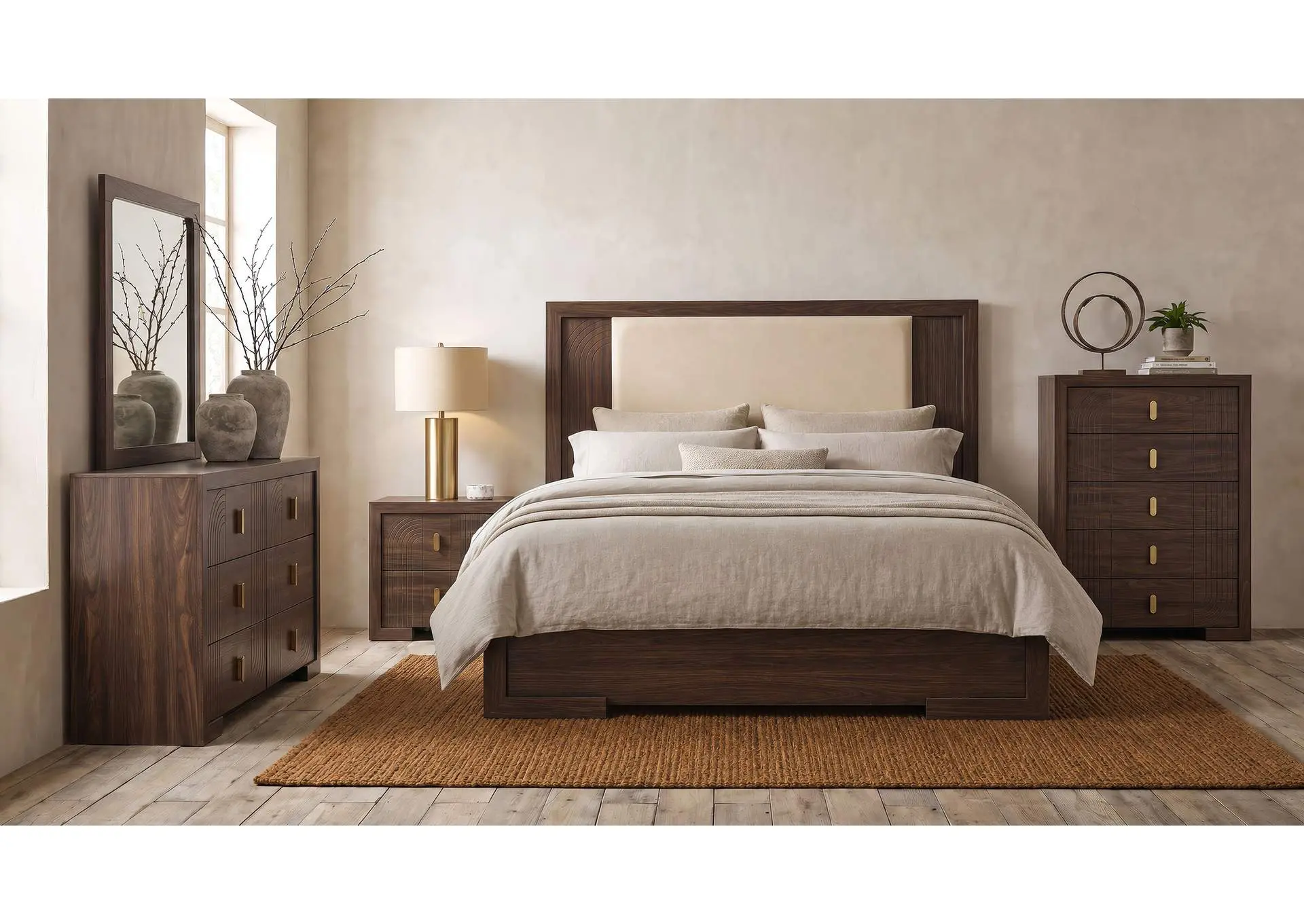 Etienne 5-piece Eastern King Bedroom Set Walnut