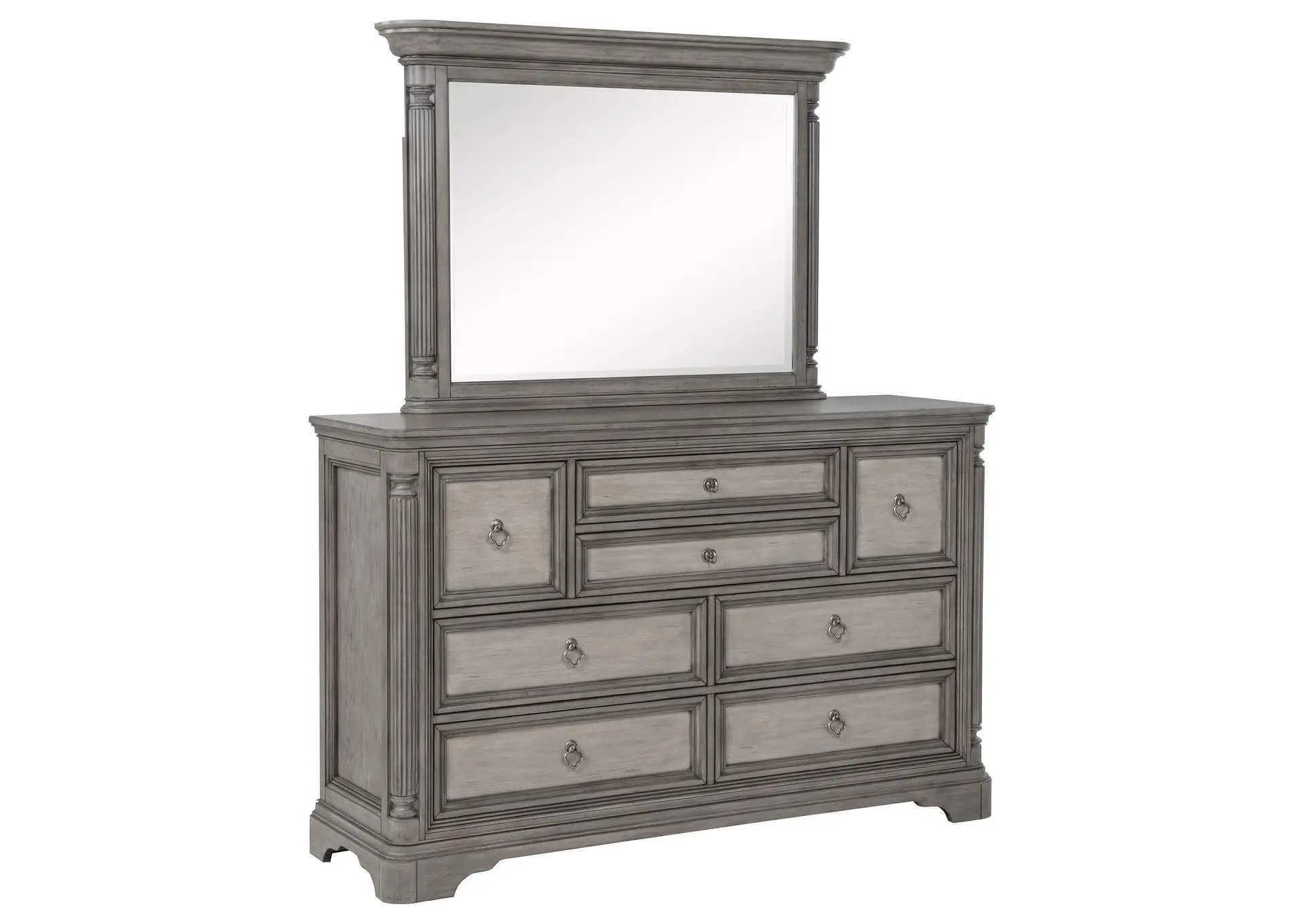 Cresswell 8-drawer Dresser with Mirror Weathered Taupe