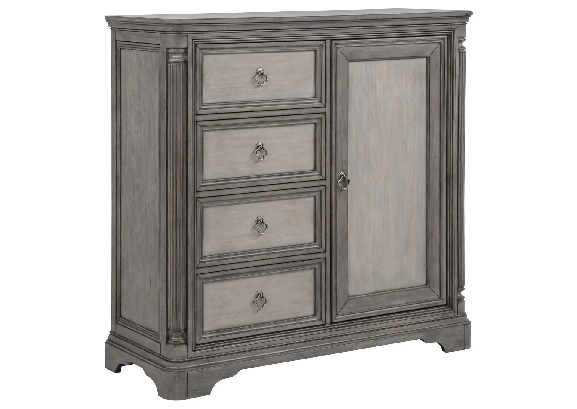 Cresswell 4-drawer Door Chest with Hidden Storage Weathered Taupe