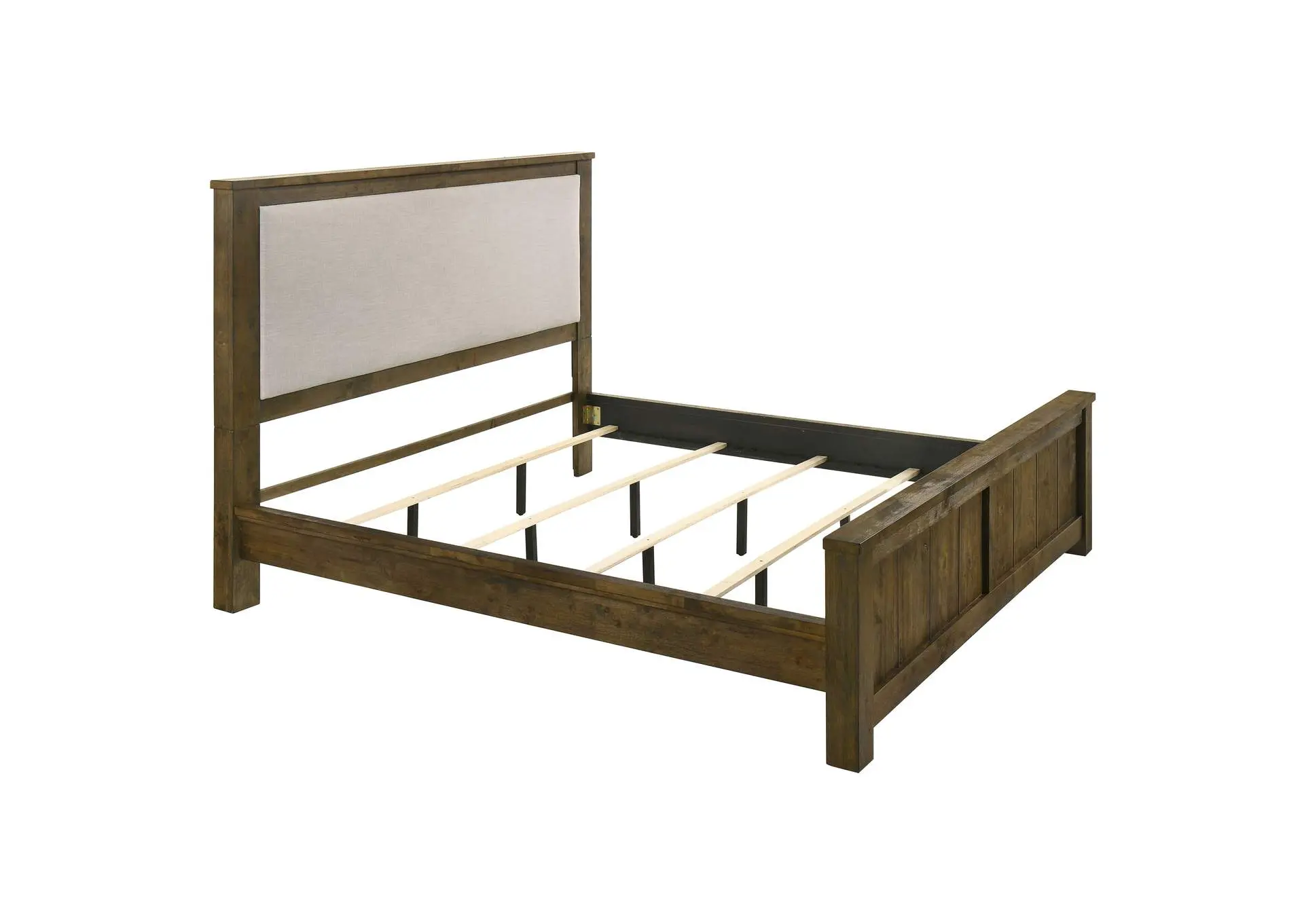 Doherty Eastern King Linen Upholstered Panel Bed Rustic Brown