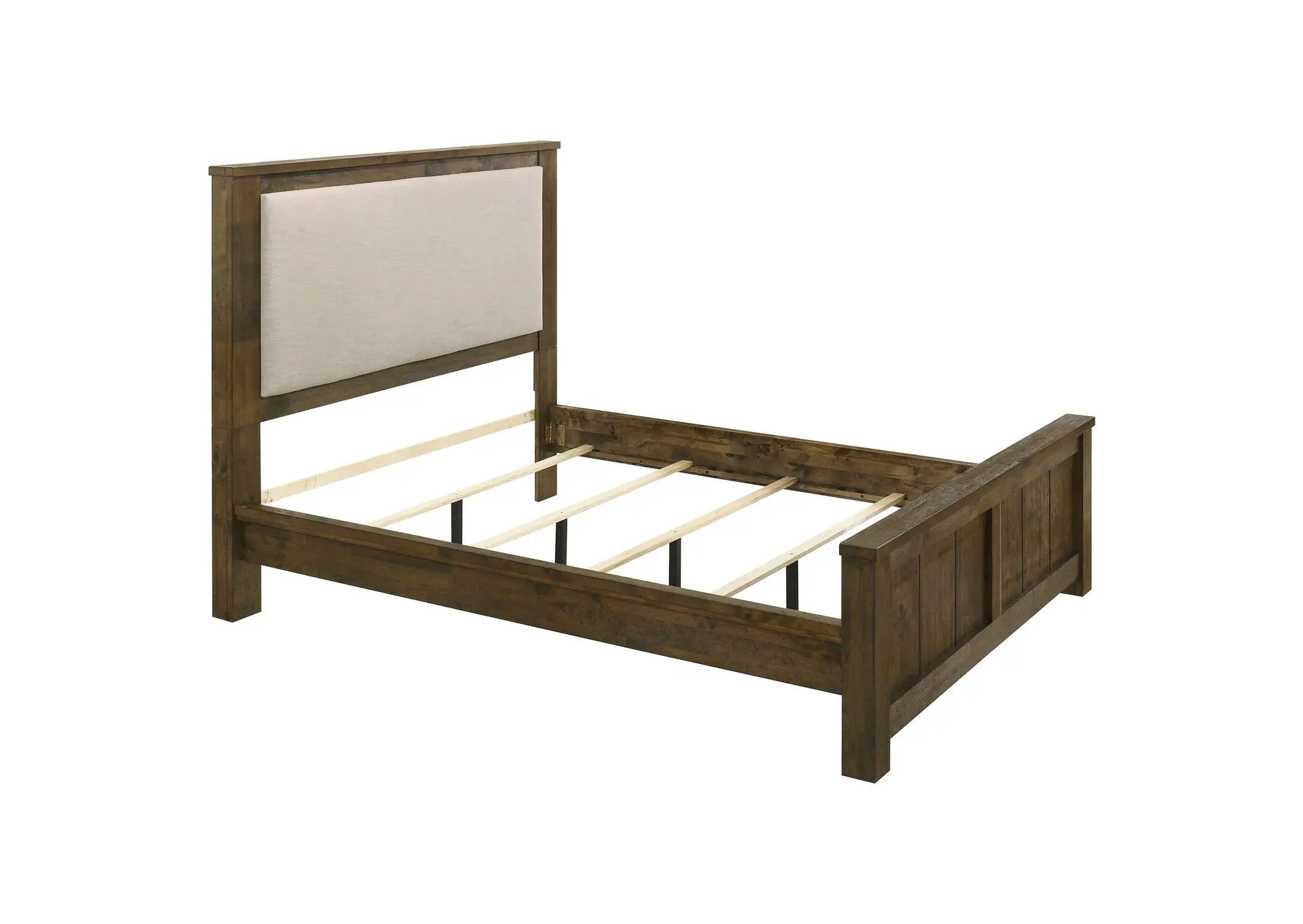 Doherty Queen Linen Upholstered Panel Bed Rustic Brown