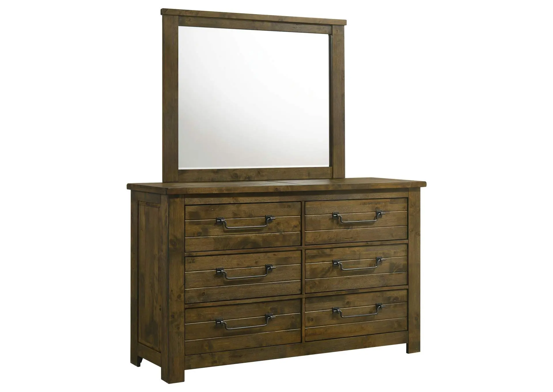 Doherty 6-drawer Dresser with Mirror Rustic Brown