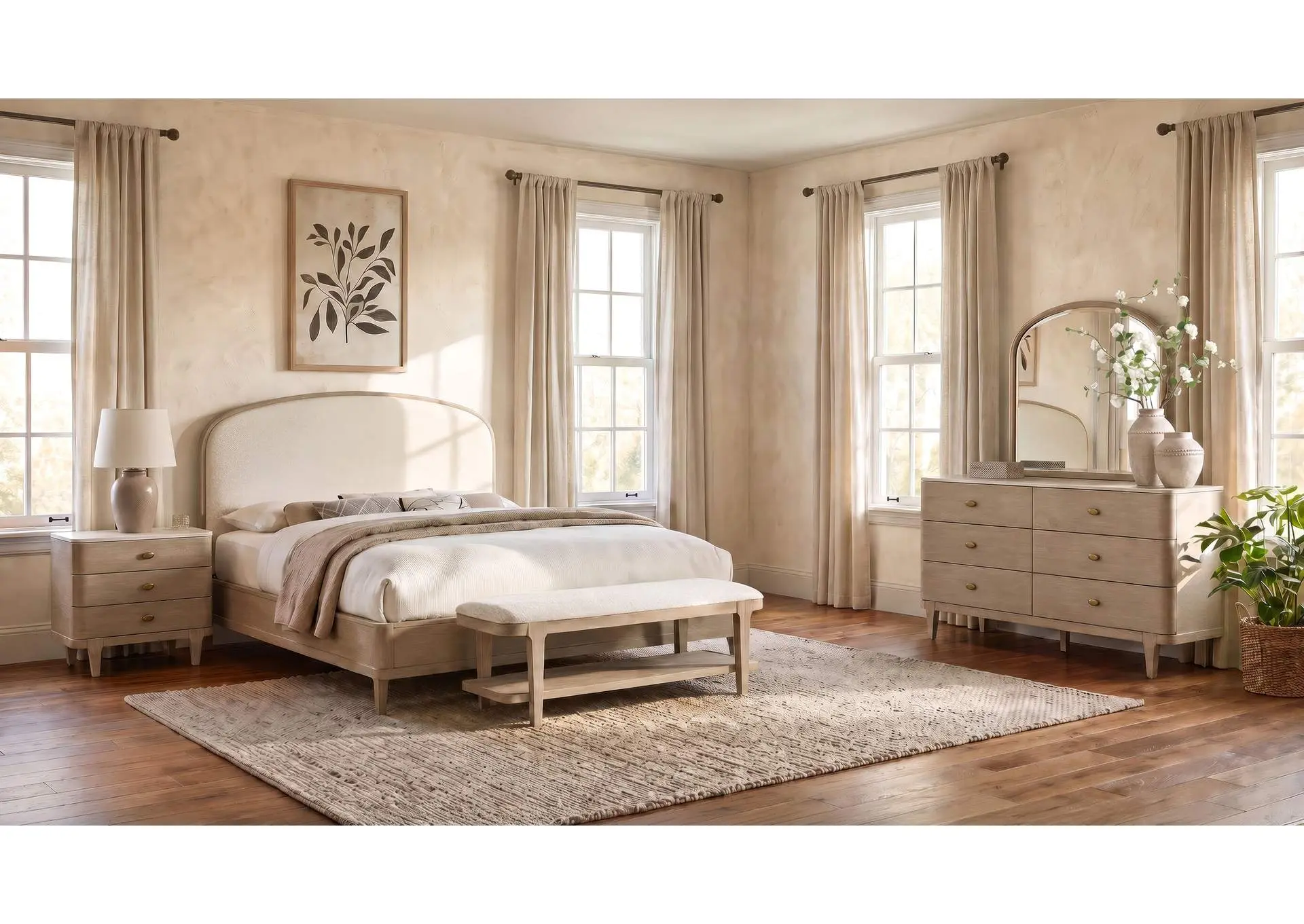Lucaire 4-piece Queen Bedroom Set Sandstone