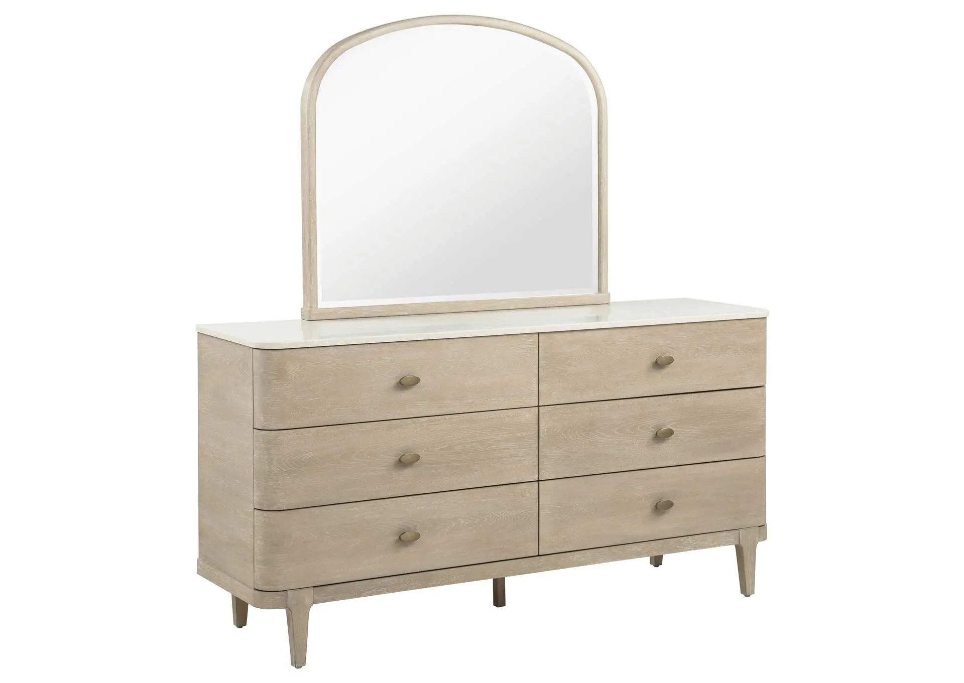 Lucaire 6-drawer Dresser Cabinet with Mirror Sandstone