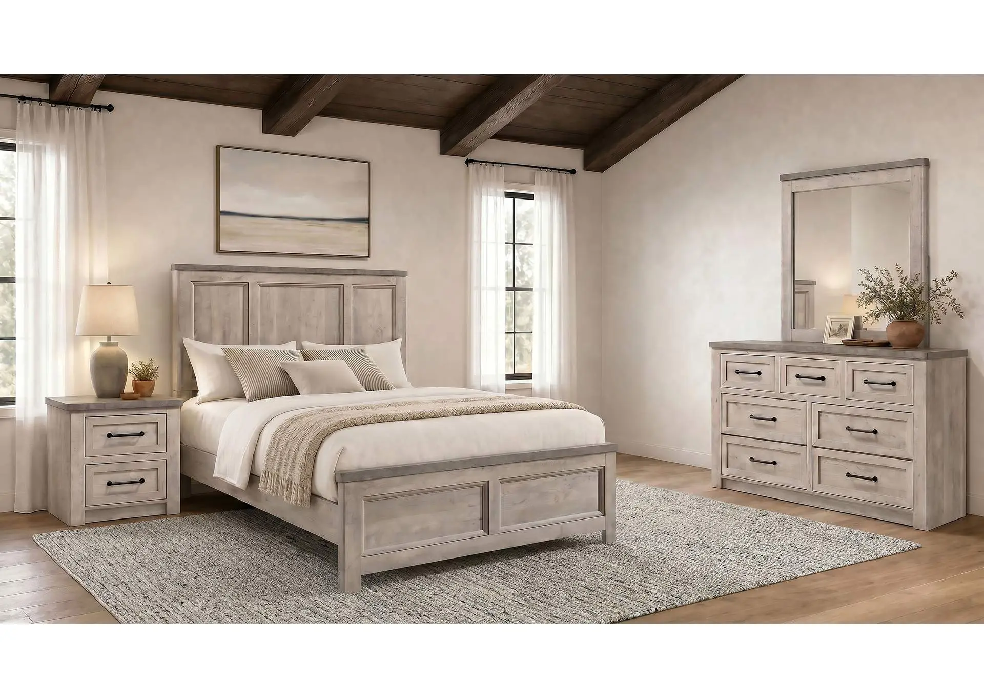Nevado 4-Piece Queen Panel Bedroom Set Grey and Weathered Taupe