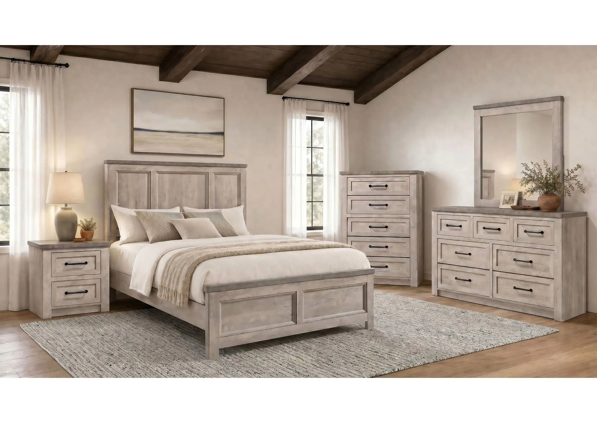 Nevado 5-Piece Queen Panel Bedroom Set Grey and Weathered Taupe